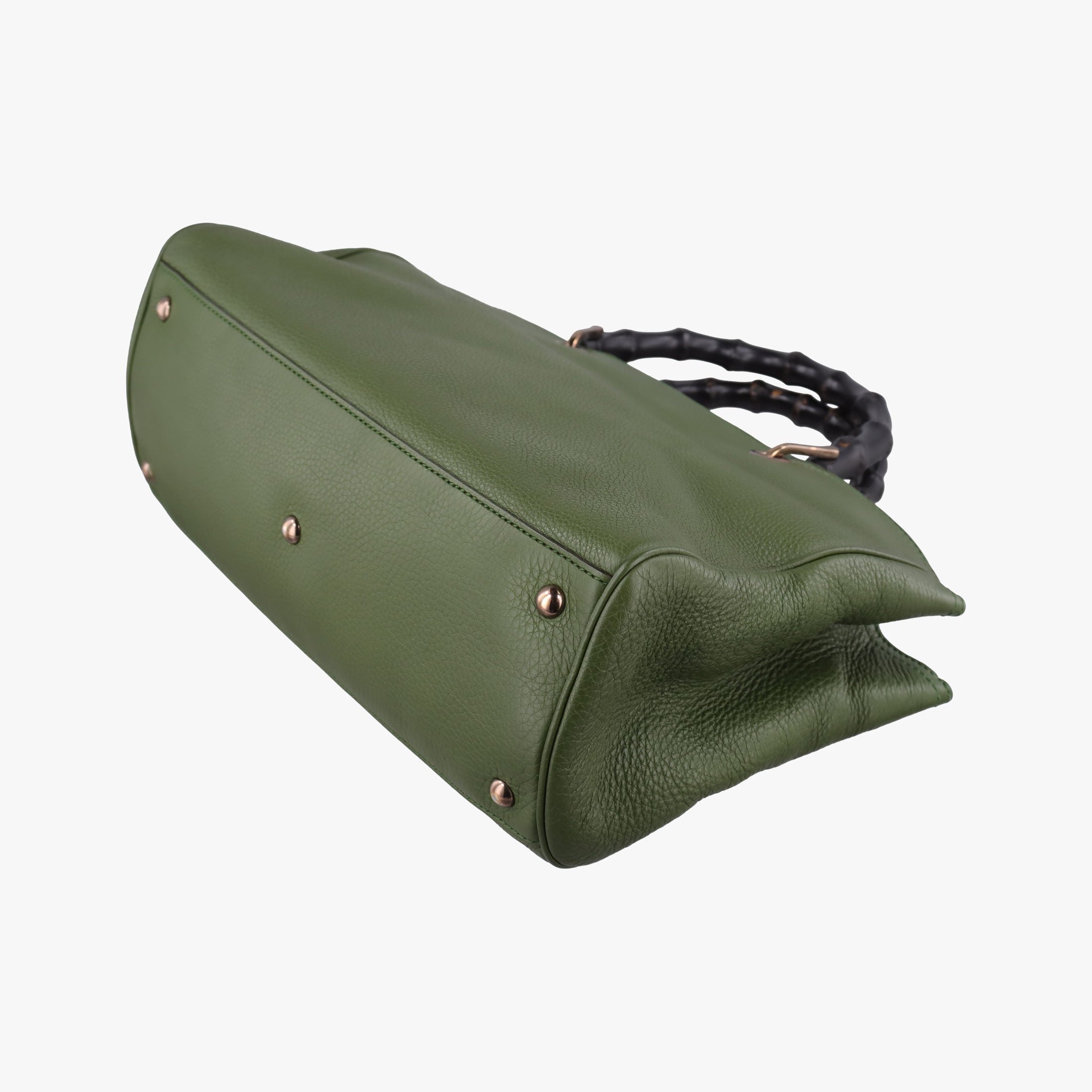 Pre-owned Gucci Bamboo Shopper Green Leather 323660 shoulderbag | stylenewstar