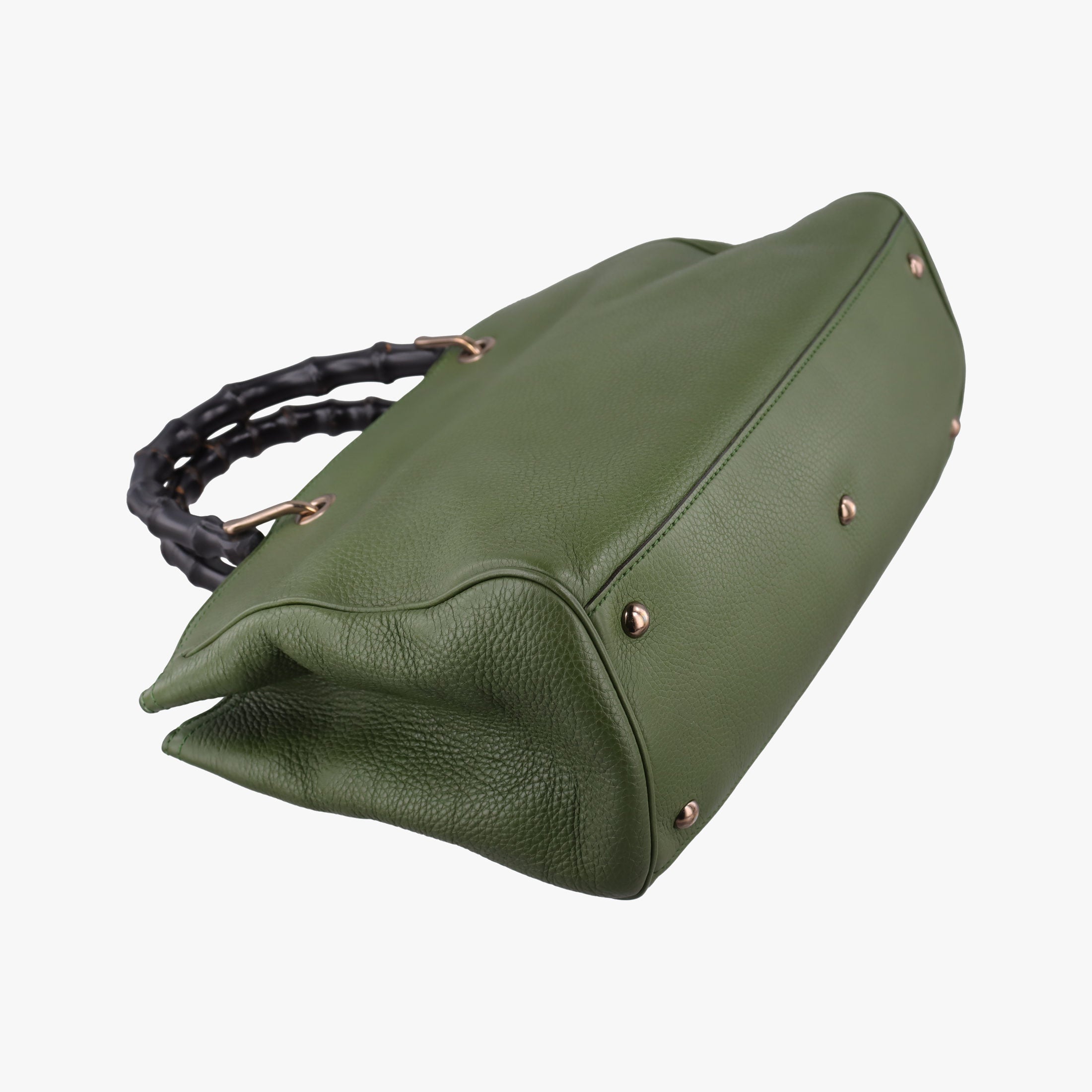 Pre-owned Gucci Bamboo Shopper Green Leather 323660 shoulderbag | stylenewstar