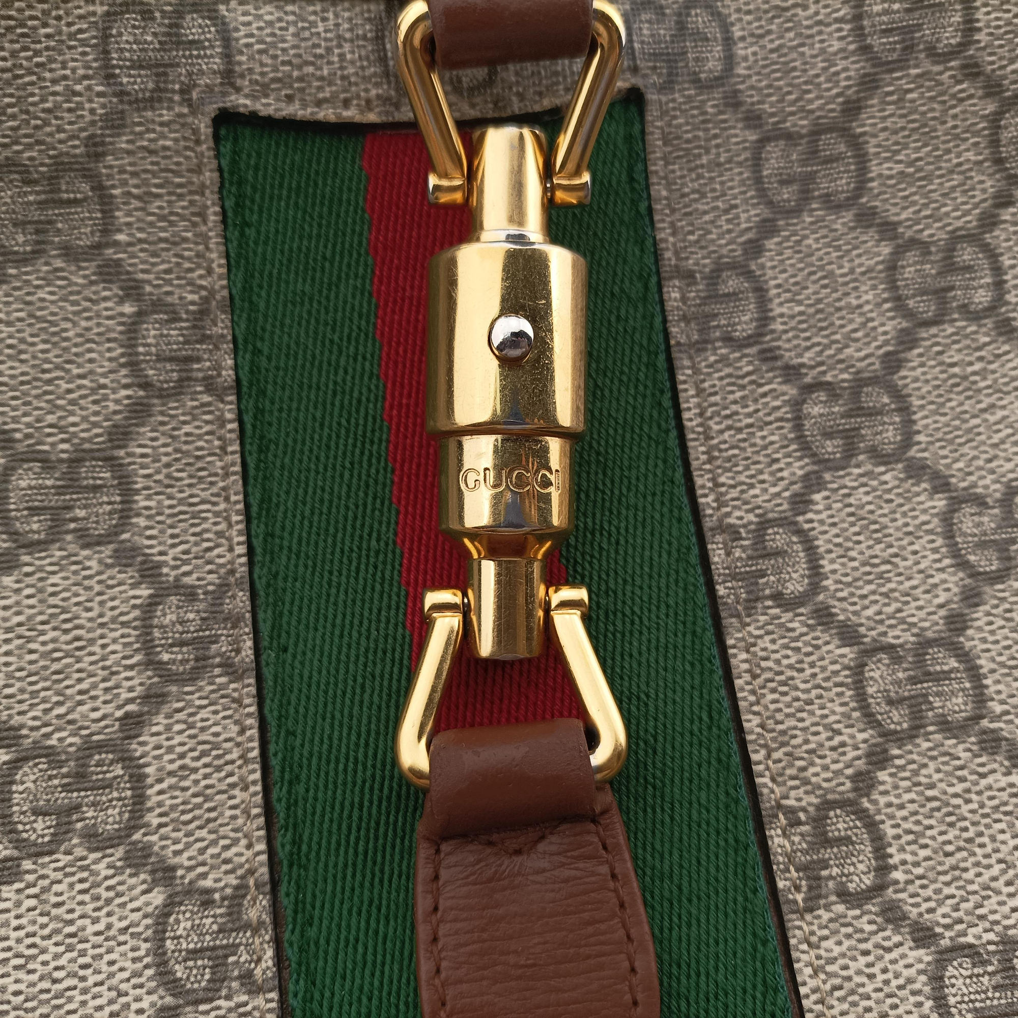 Pre-owned Gucci Jackie 1961 GG Supreme brown x beige x multicolor PVC coated canvas×Leather 636706 shoulderbag | stylenewstar