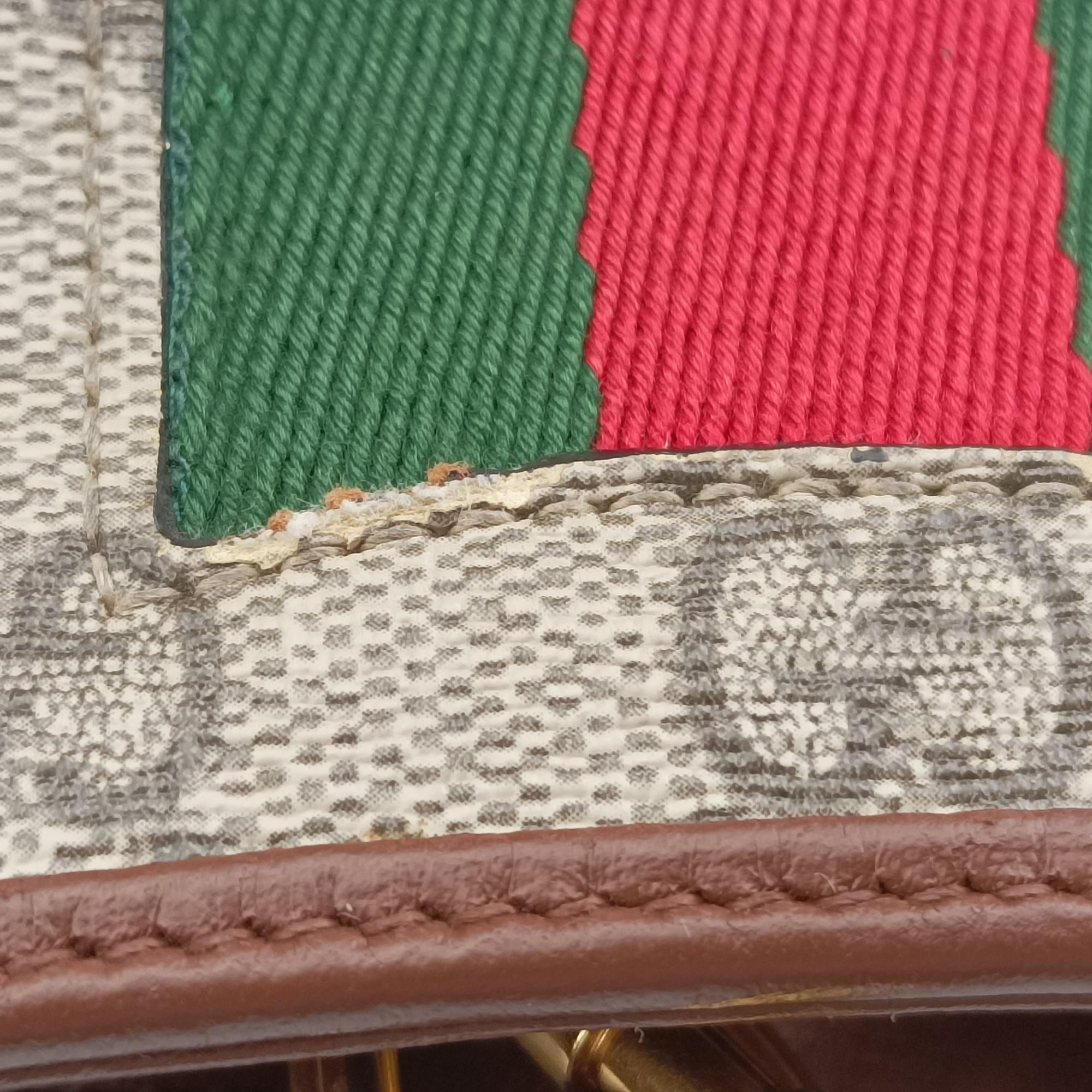 Pre-owned Gucci Jackie 1961 GG Supreme brown x beige x multicolor PVC coated canvas×Leather 636706 shoulderbag | stylenewstar
