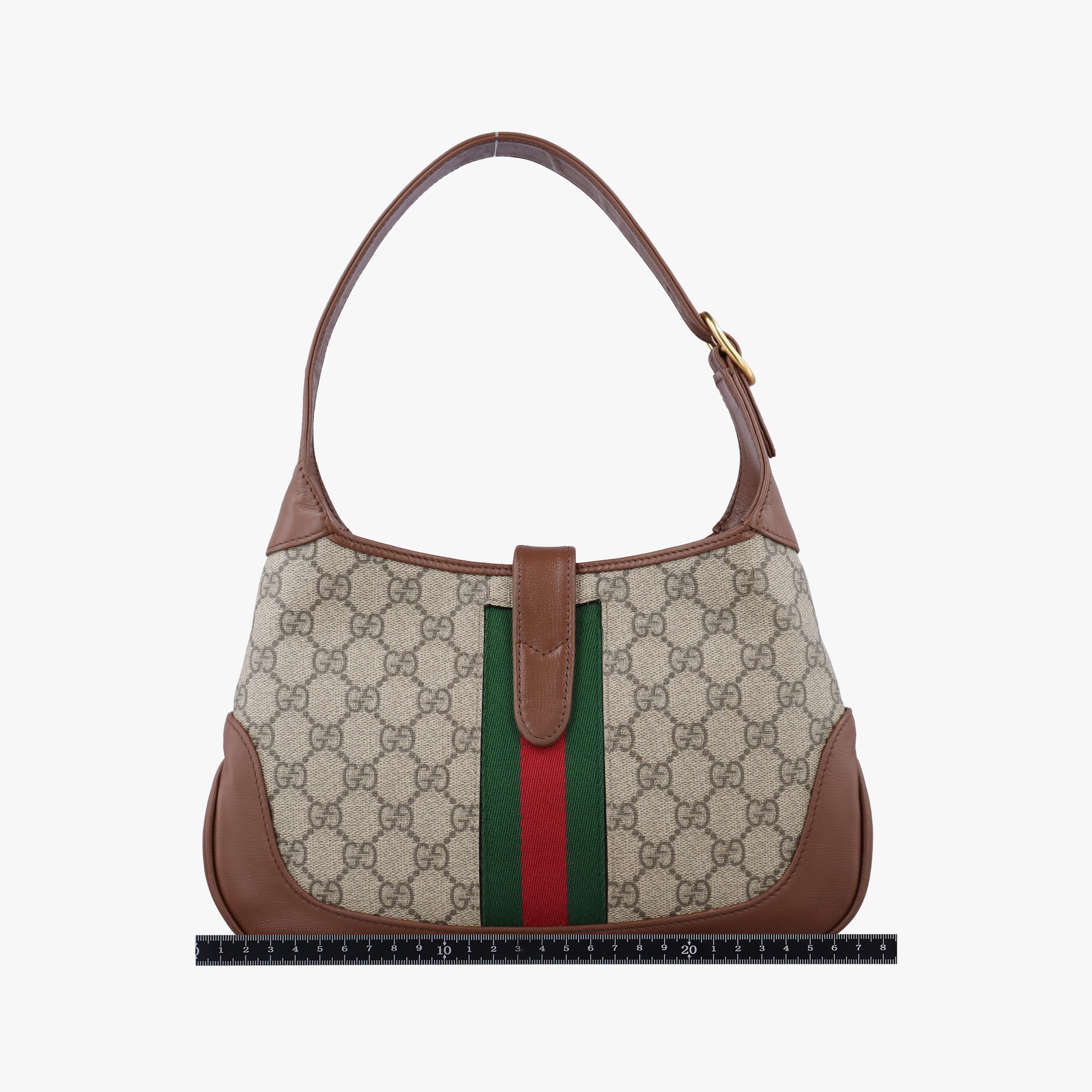 Pre-owned Gucci Jackie 1961 GG Supreme brown x beige x multicolor PVC coated canvas×Leather 636706 shoulderbag | stylenewstar