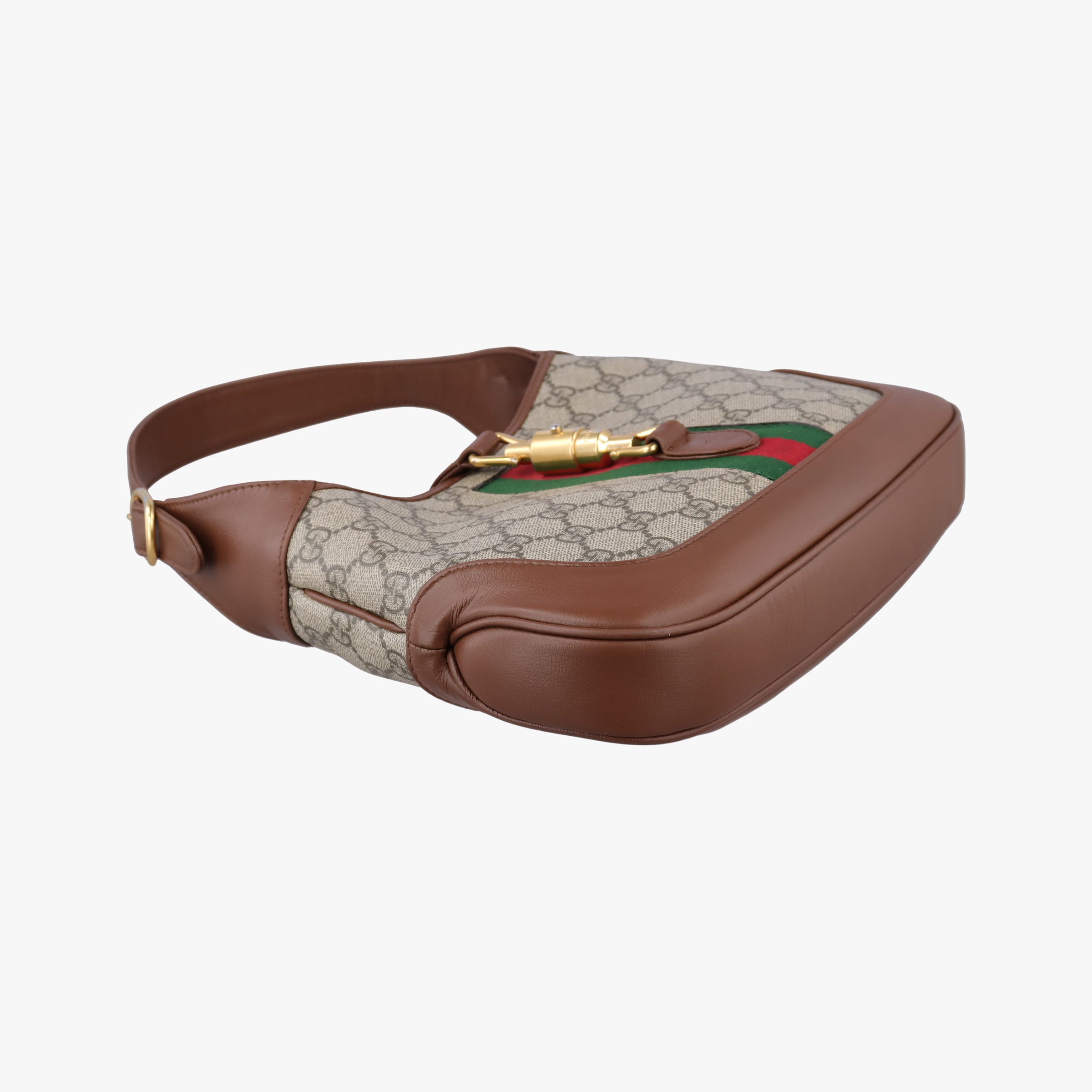 Pre-owned Gucci Jackie 1961 GG Supreme brown x beige x multicolor PVC coated canvas×Leather 636706 shoulderbag | stylenewstar