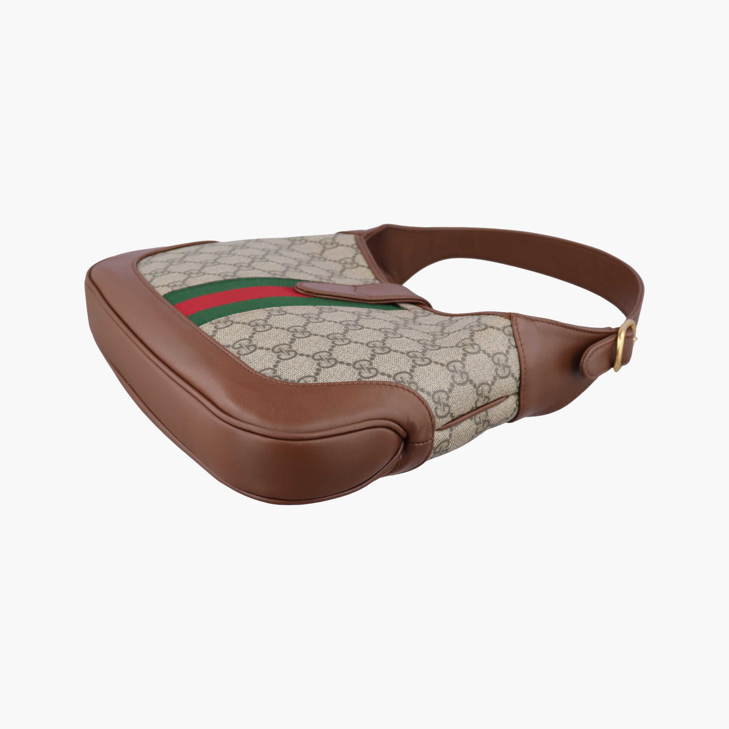 Pre-owned Gucci Jackie 1961 GG Supreme brown x beige x multicolor PVC coated canvas×Leather 636706 shoulderbag | stylenewstar