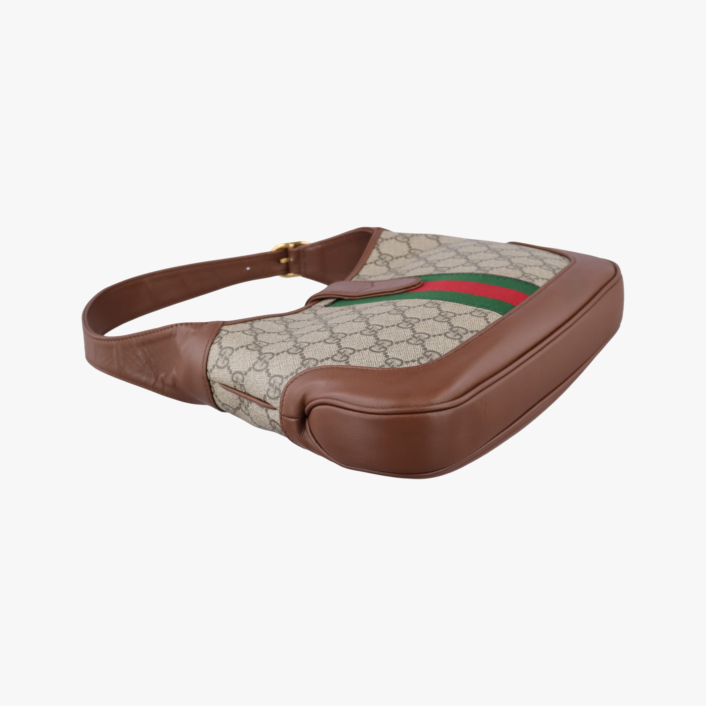 Pre-owned Gucci Jackie 1961 GG Supreme brown x beige x multicolor PVC coated canvas×Leather 636706 shoulderbag | stylenewstar