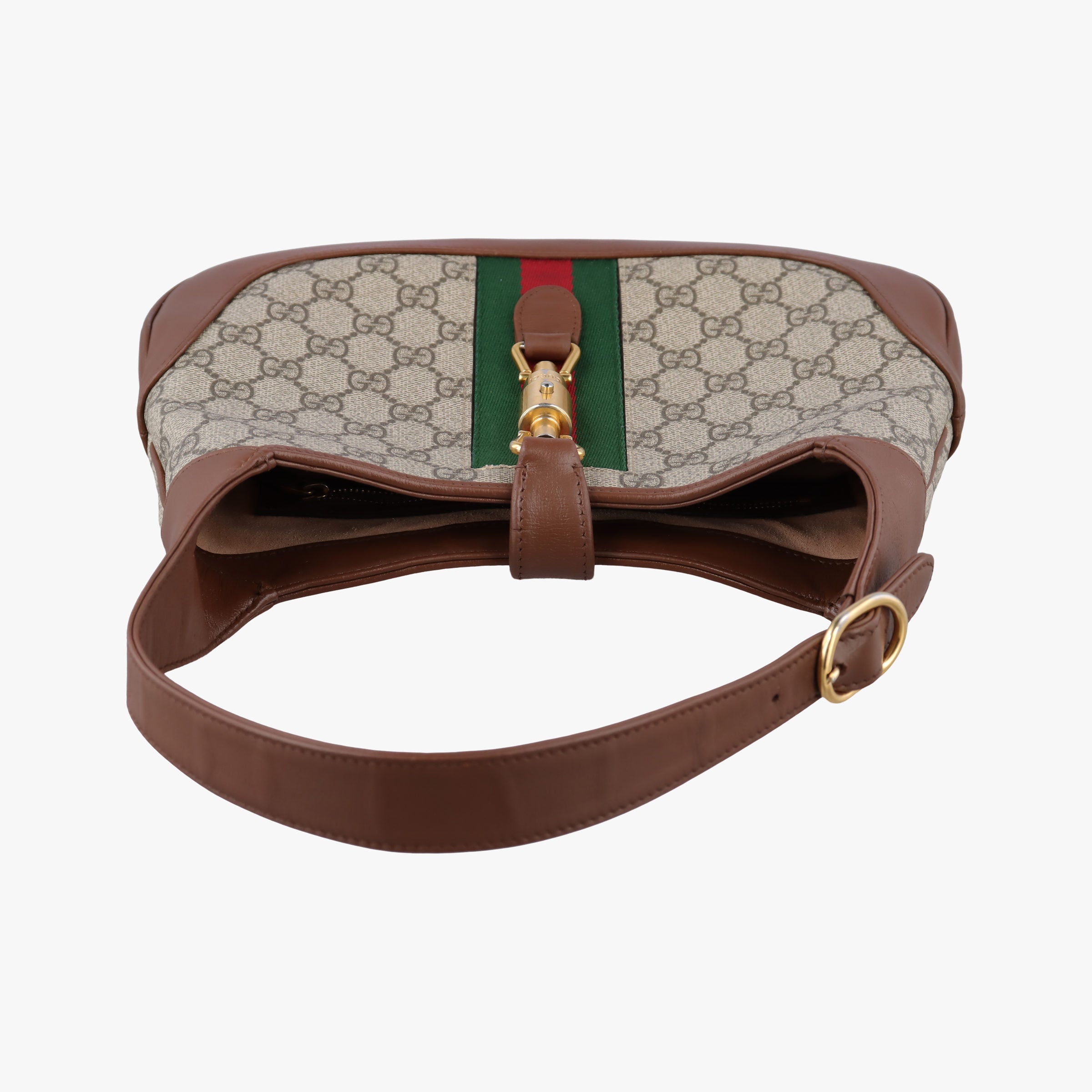 Pre-owned Gucci Jackie 1961 GG Supreme brown x beige x multicolor PVC coated canvas×Leather 636706 shoulderbag | stylenewstar