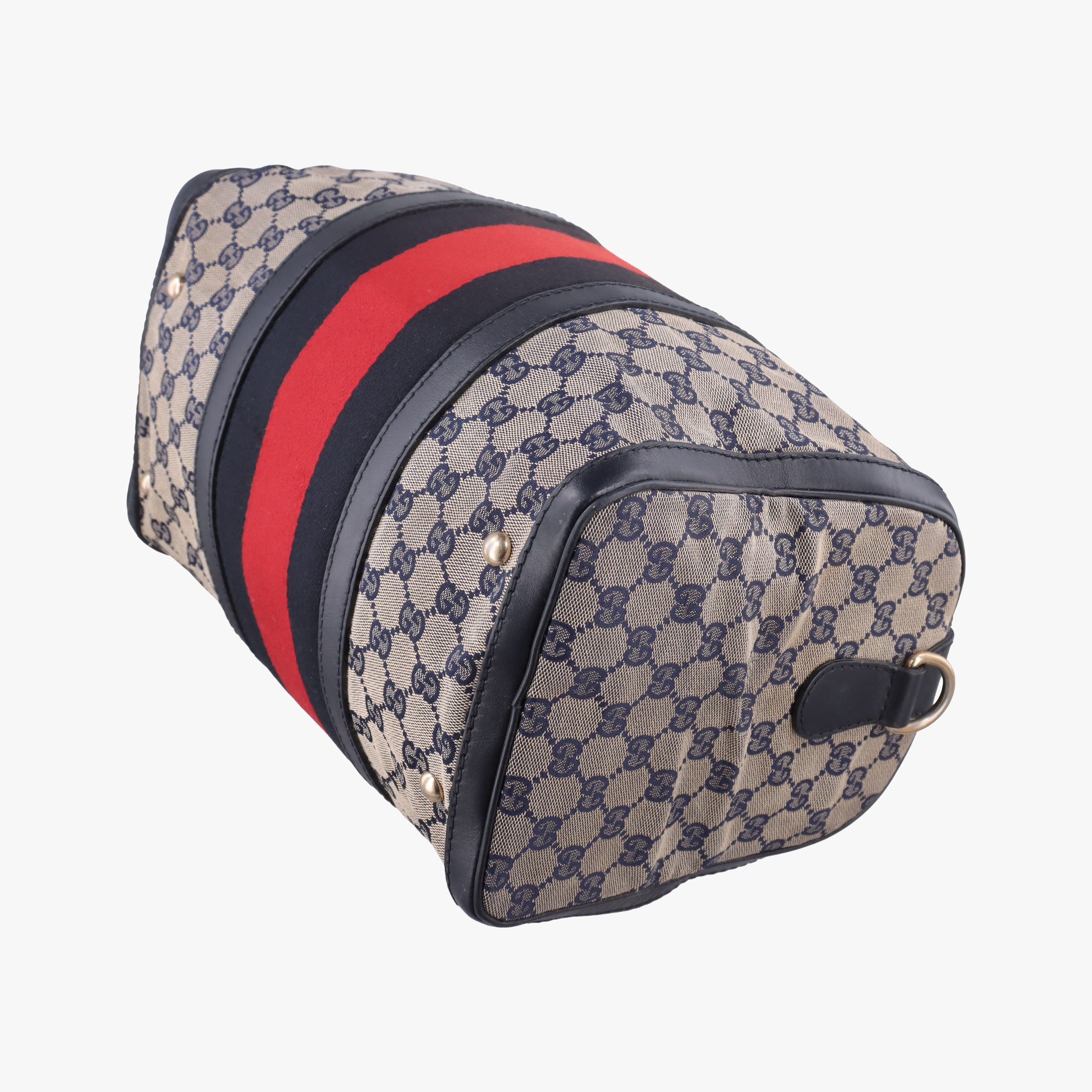 Pre-owned Gucci Sherry Line Navy×red×beige canvas×leather 247205 shoulderbag | stylenewstar