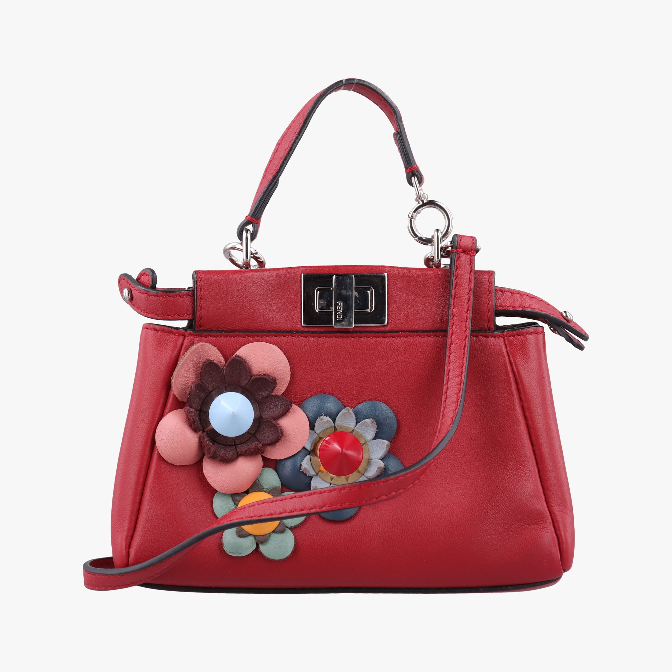 Vintage Fendi Micro Peekaboo Red×multi lambskin 8M0355 shoulderbag | stylenewstar