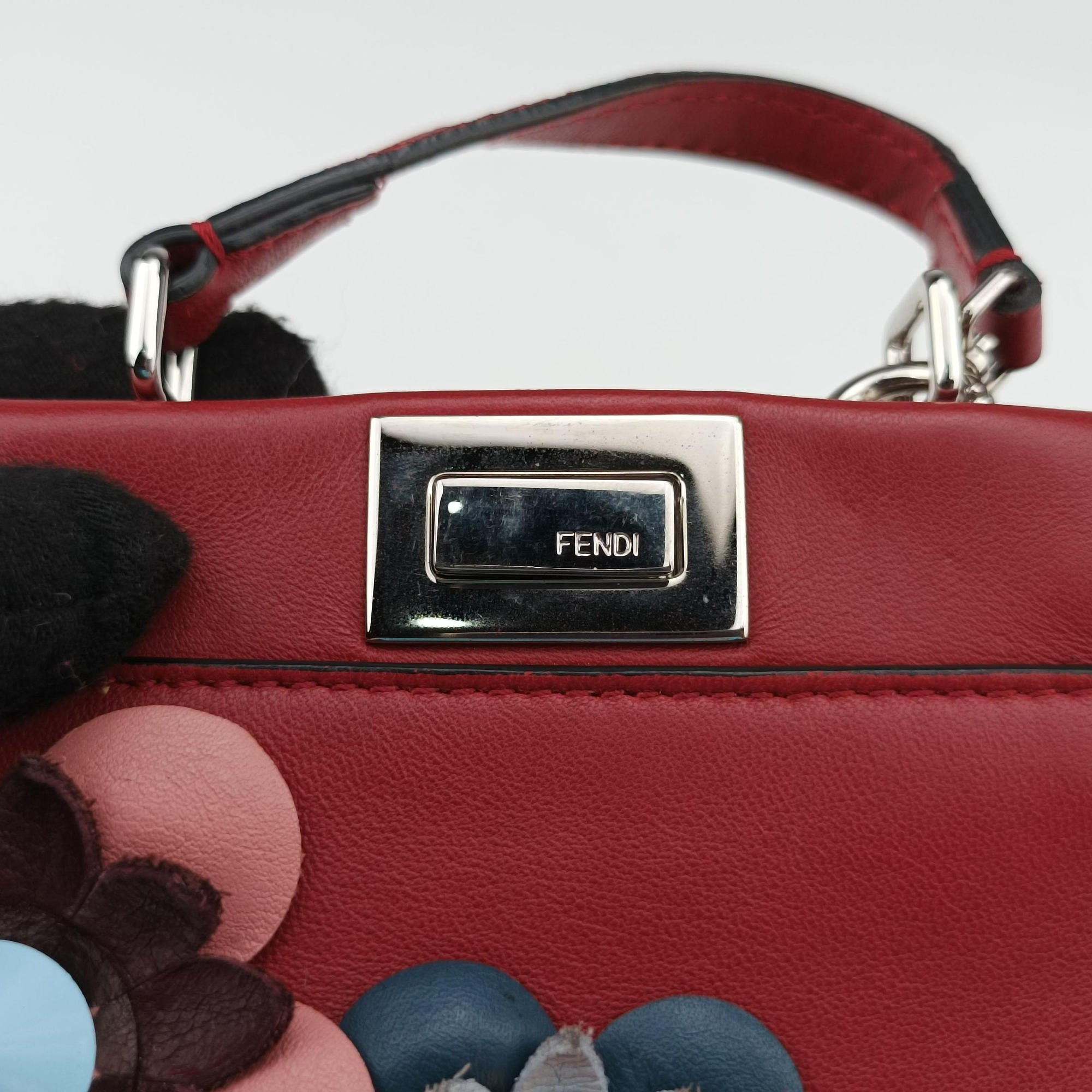 Vintage Fendi Micro Peekaboo Red×multi lambskin 8M0355 shoulderbag | stylenewstar