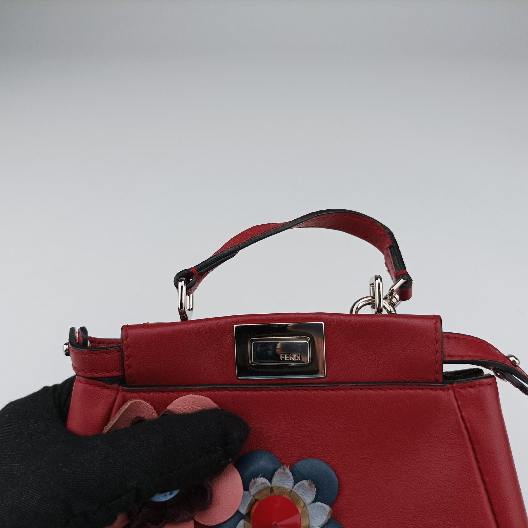 Vintage Fendi Micro Peekaboo Red×multi lambskin 8M0355 shoulderbag | stylenewstar