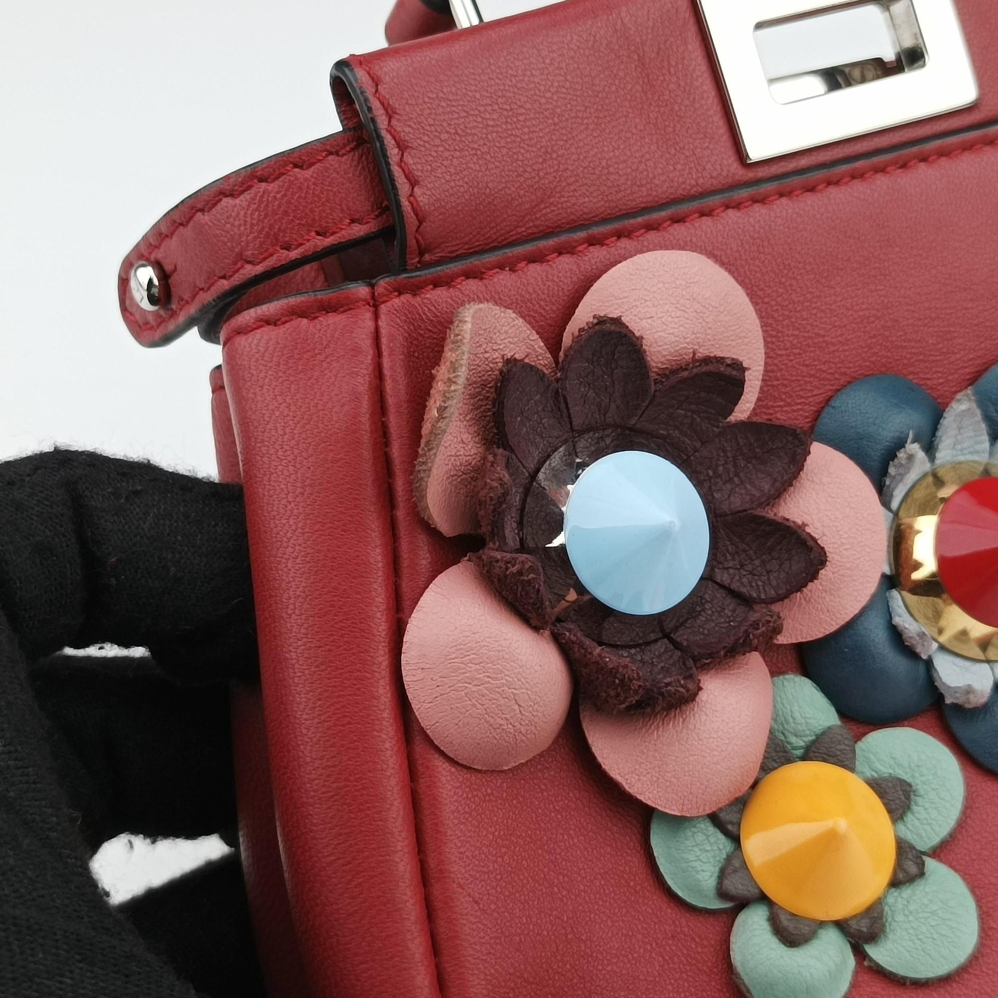 Vintage Fendi Micro Peekaboo Red×multi lambskin 8M0355 shoulderbag | stylenewstar