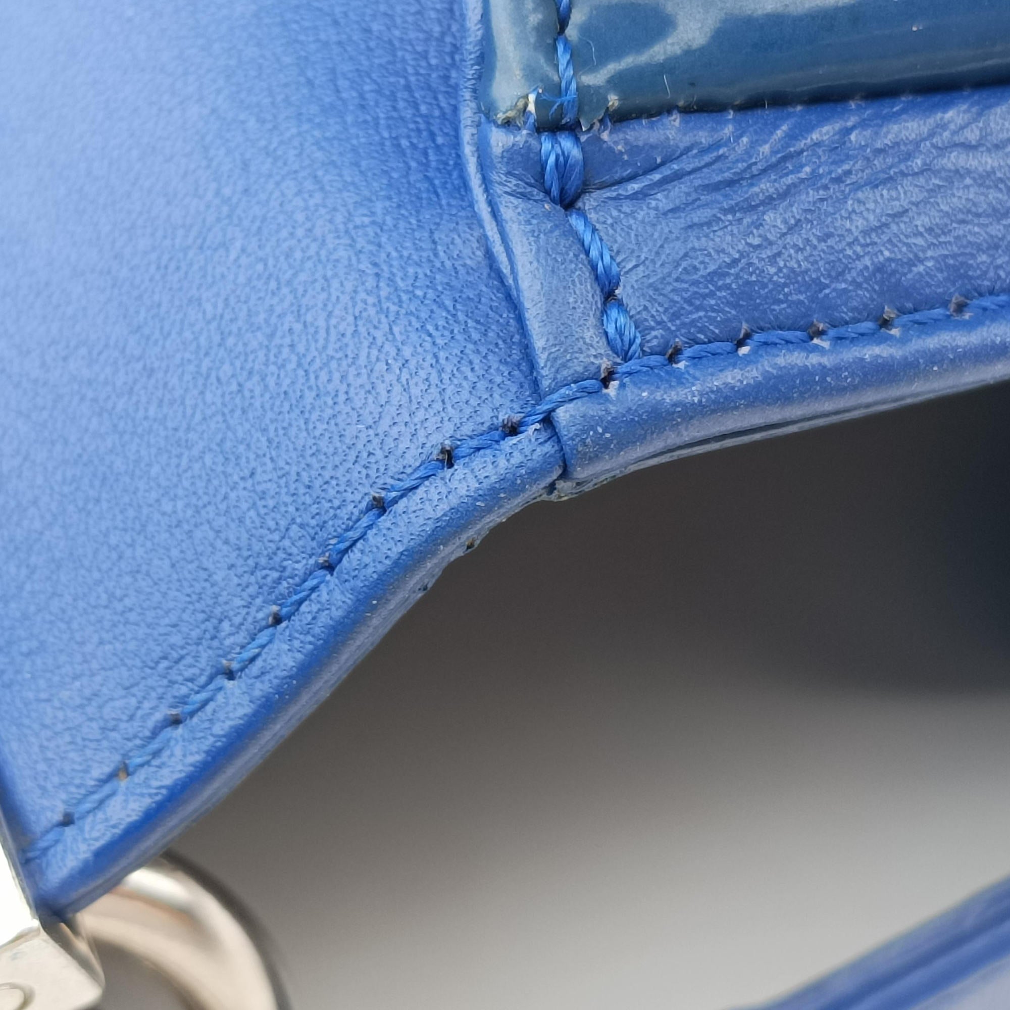 Pre-owned Chanel BOY CHANEL Blue Patent A92693 shoulderbag | stylenewstar