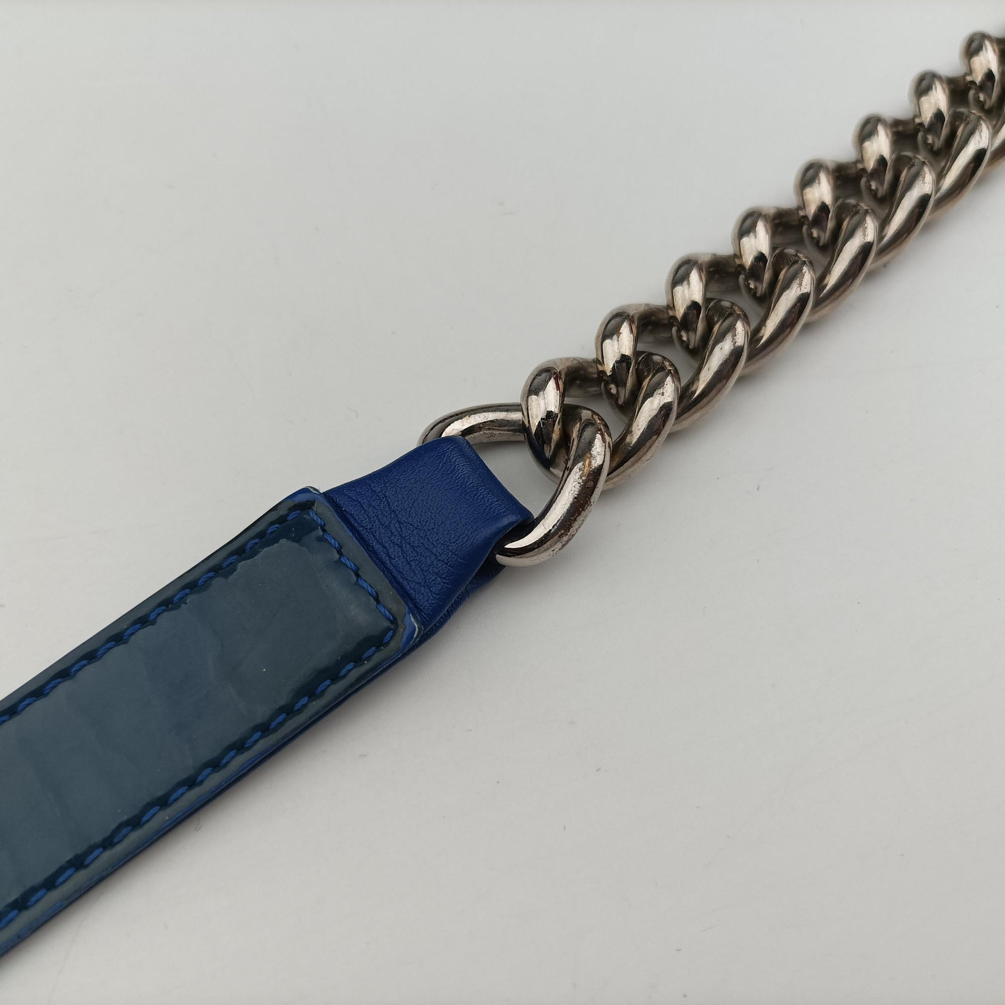 Pre-owned Chanel BOY CHANEL Blue Patent A92693 shoulderbag | stylenewstar