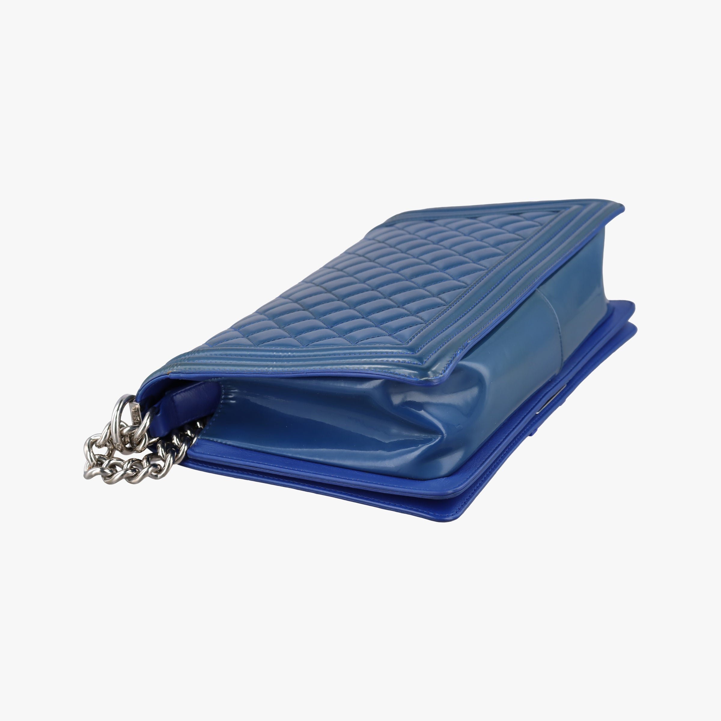 Pre-owned Chanel BOY CHANEL Blue Patent A92693 shoulderbag | stylenewstar