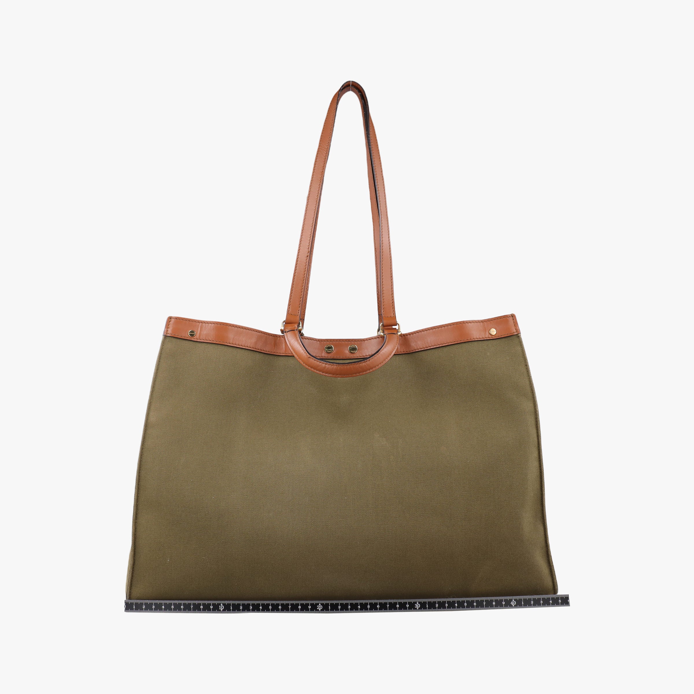Pre-owned Fendi Peekaboo Green x Brown Canvas x Leather 8BH375 shoulderbag | stylenewstar