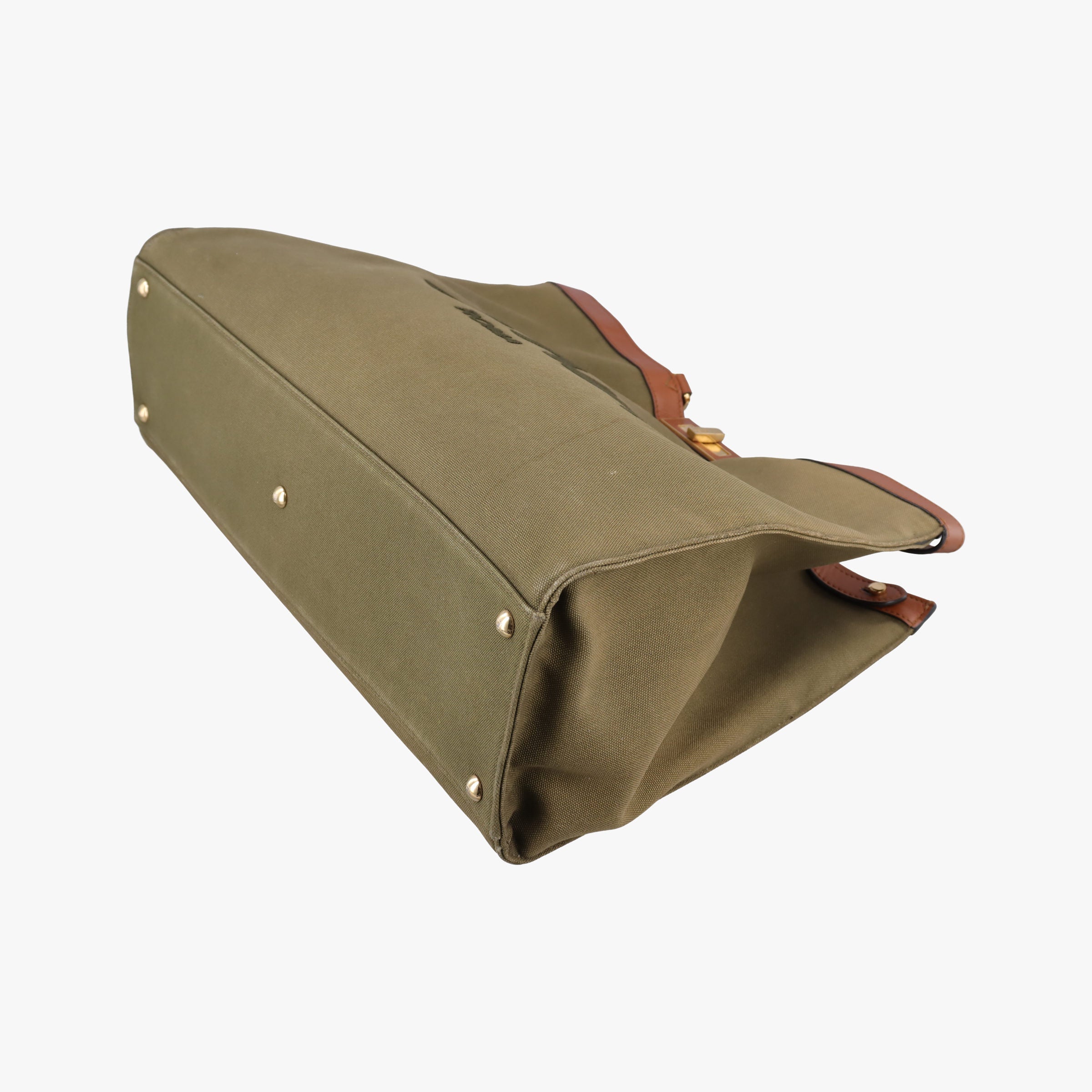 Pre-owned Fendi Peekaboo Green x Brown Canvas x Leather 8BH375 shoulderbag | stylenewstar