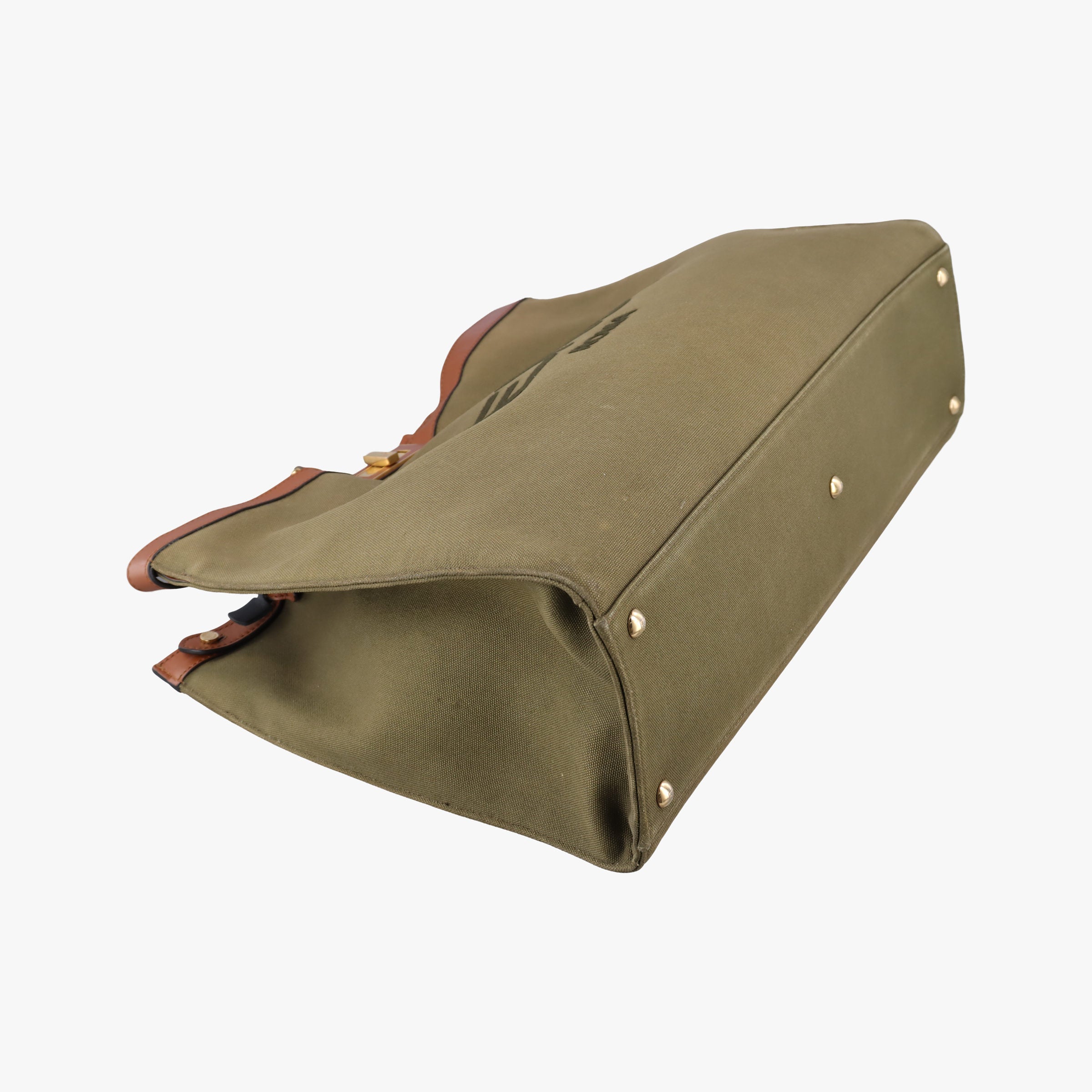 Pre-owned Fendi Peekaboo Green x Brown Canvas x Leather 8BH375 shoulderbag | stylenewstar