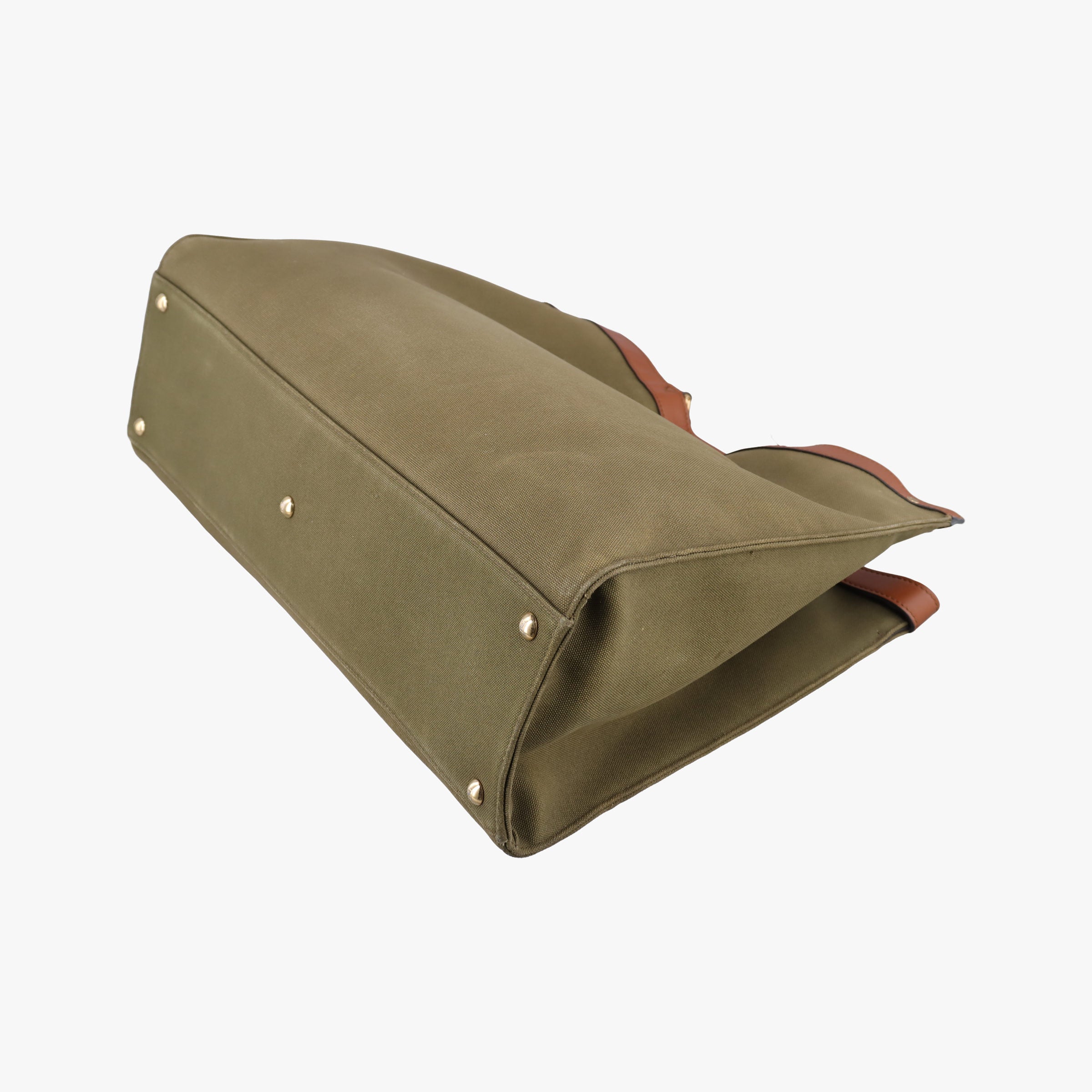 Pre-owned Fendi Peekaboo Green x Brown Canvas x Leather 8BH375 shoulderbag | stylenewstar