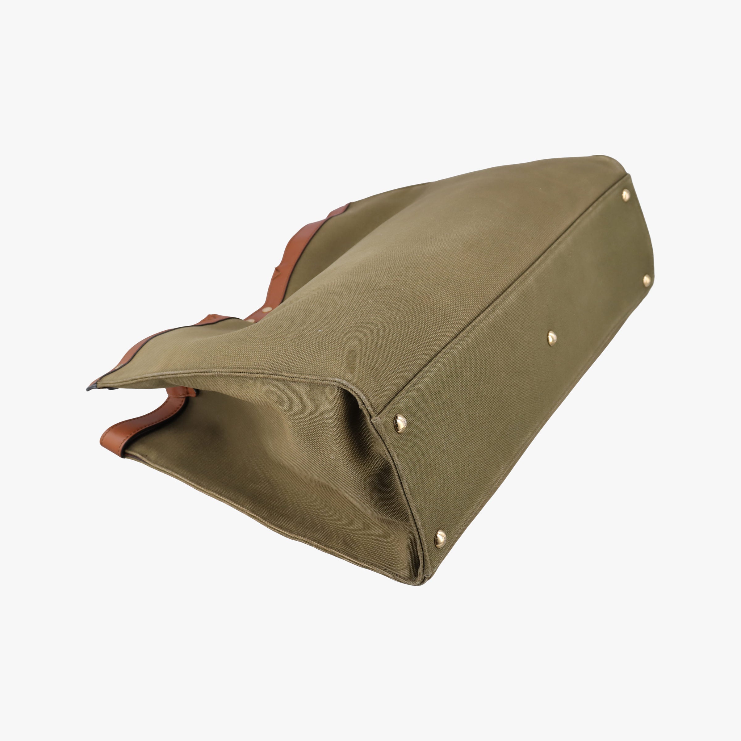 Pre-owned Fendi Peekaboo Green x Brown Canvas x Leather 8BH375 shoulderbag | stylenewstar