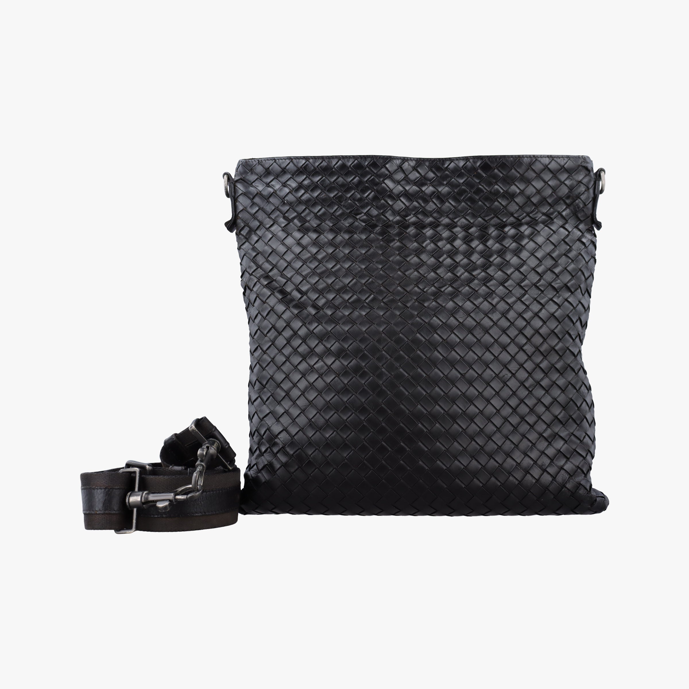 Pre-owned Bottega Veneta Intrecciato Black lambskin  shoulderbag | stylenewstar