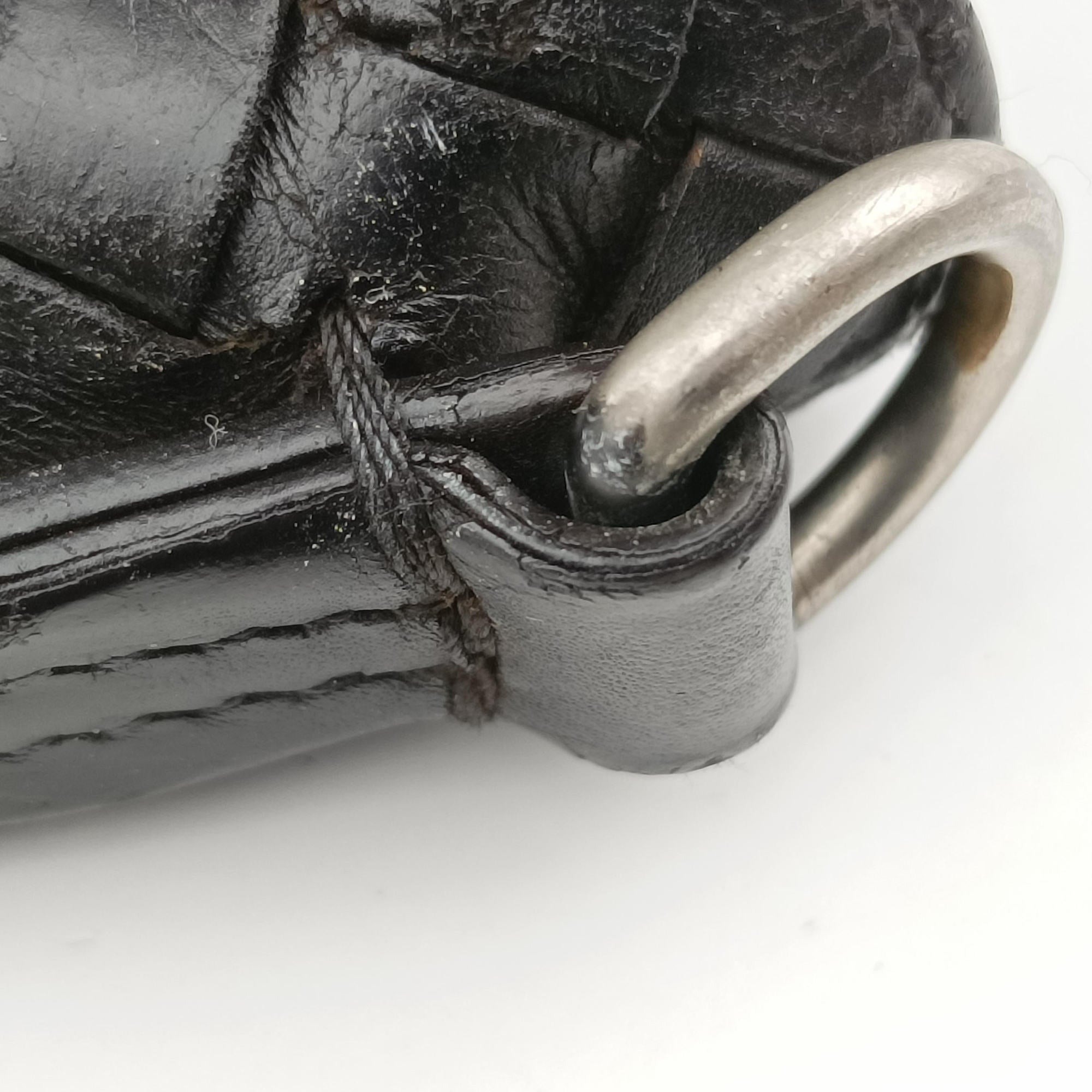 Pre-owned Bottega Veneta Intrecciato Black lambskin  shoulderbag | stylenewstar