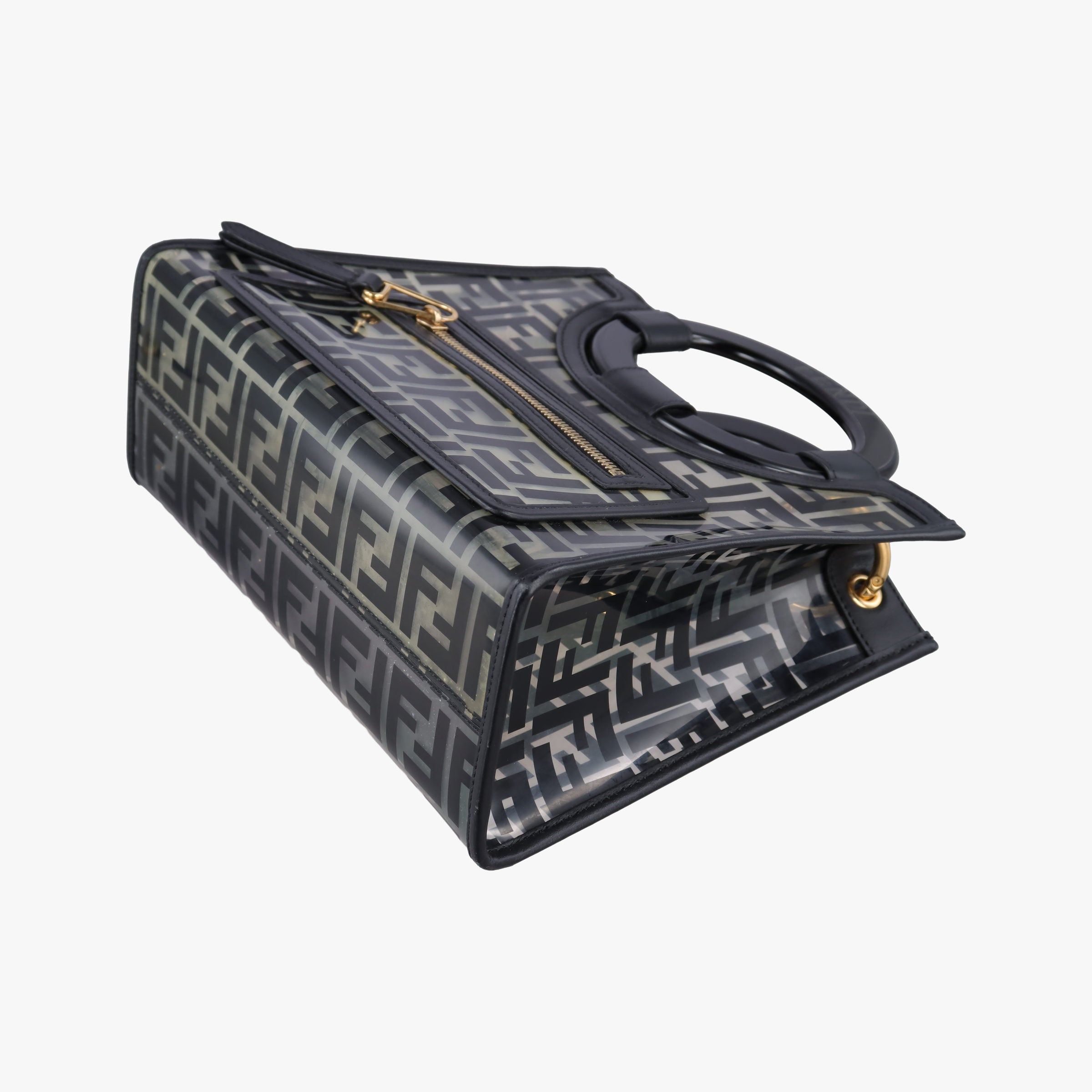 Pre-owned Fendi Runaway Shopper Black PVC Coated Canvas 8BH353 shoulderbag | stylenewstar