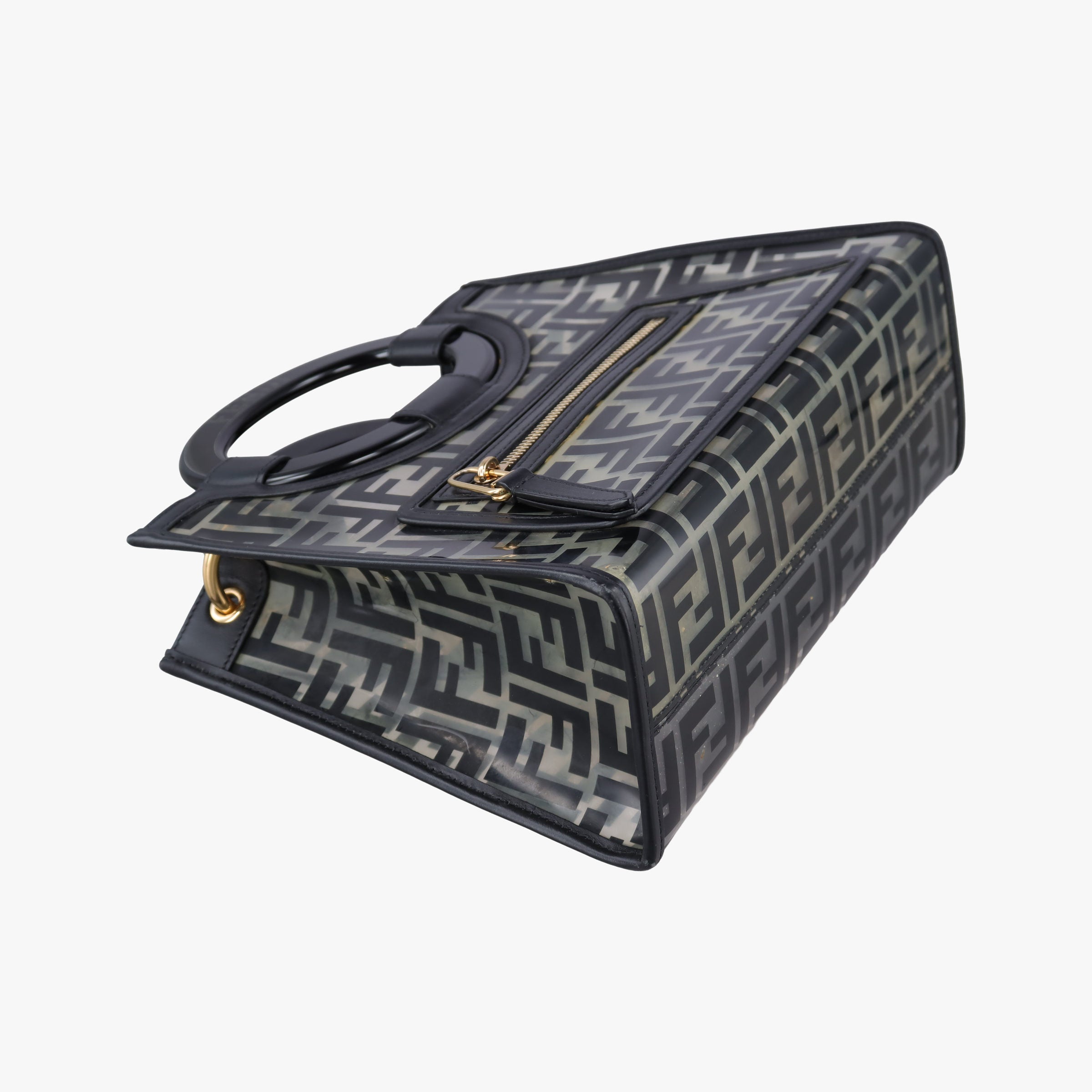 Pre-owned Fendi Runaway Shopper Black PVC Coated Canvas 8BH353 shoulderbag | stylenewstar