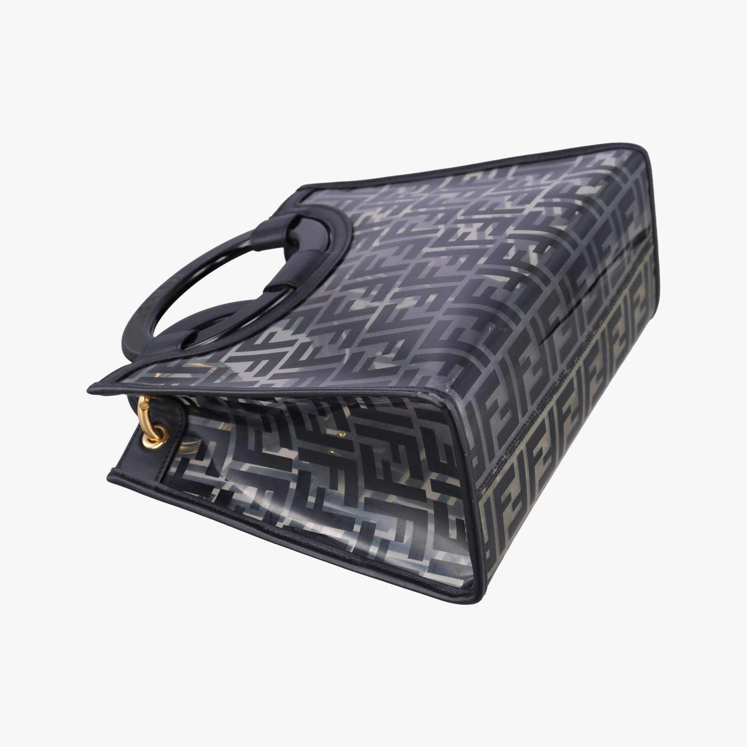 Pre-owned Fendi Runaway Shopper Black PVC Coated Canvas 8BH353 shoulderbag | stylenewstar