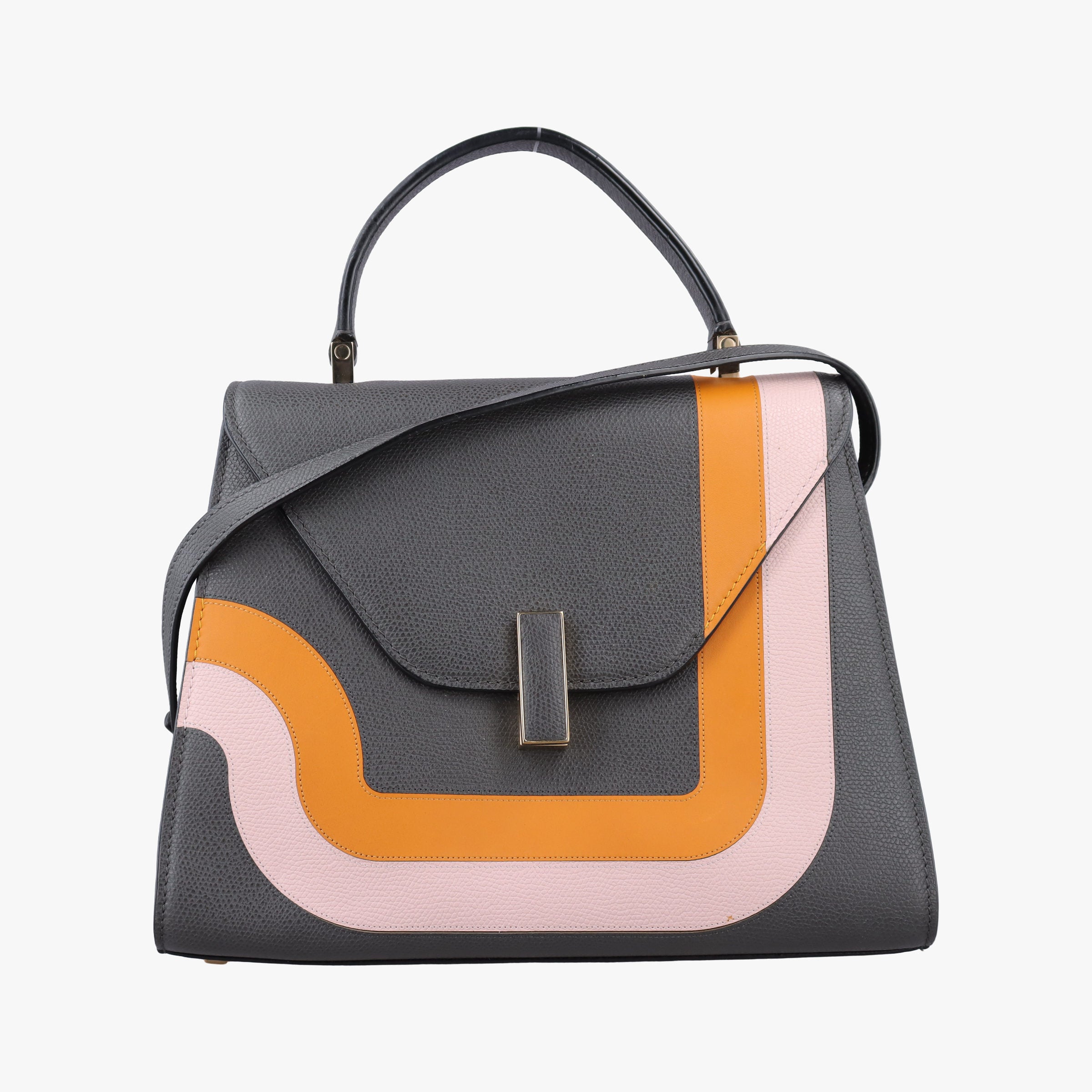 Pre-owned Valextra ISIDE Gray×orange×pink Leather  shoulderbag | stylenewstar