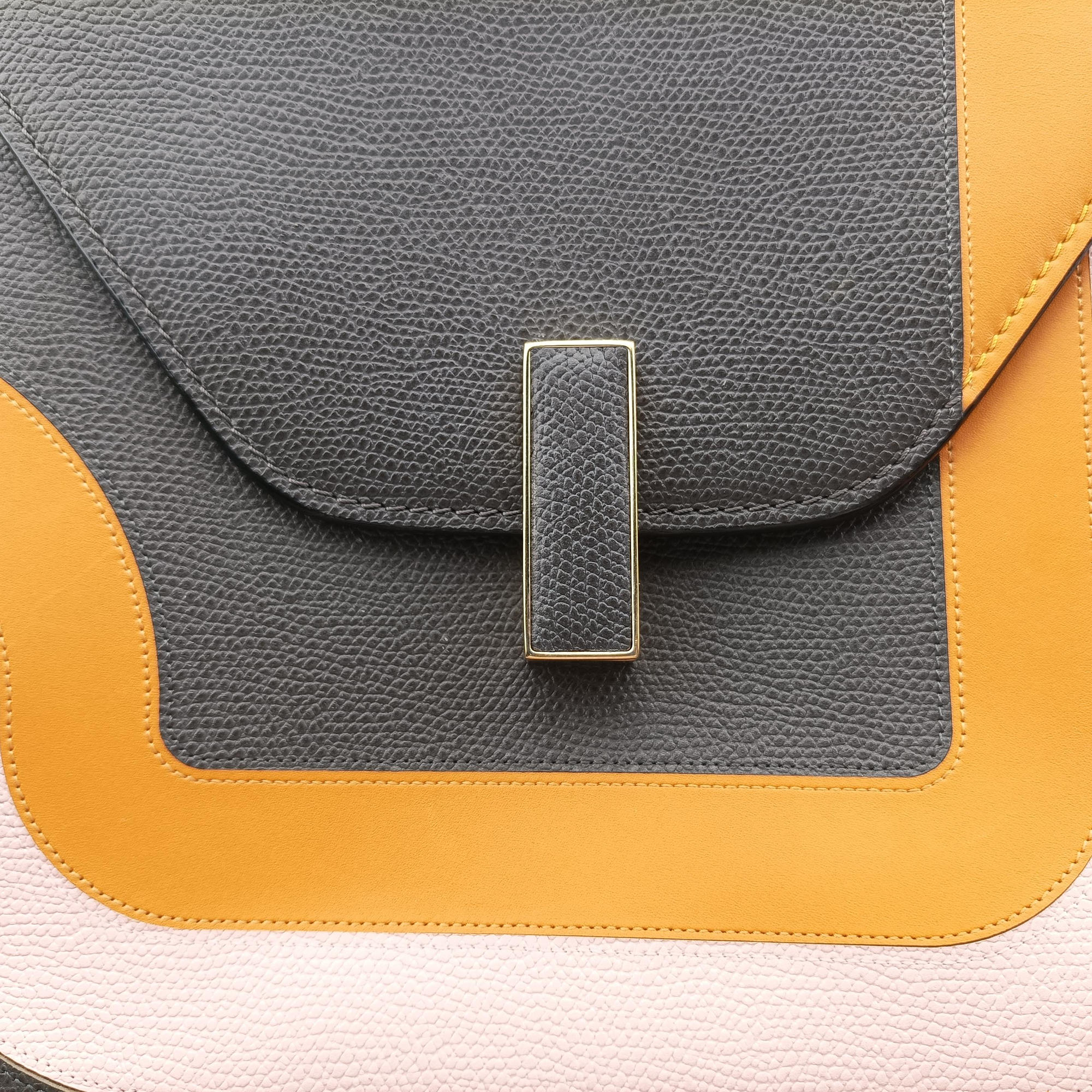 Pre-owned Valextra ISIDE Gray×orange×pink Leather  shoulderbag | stylenewstar