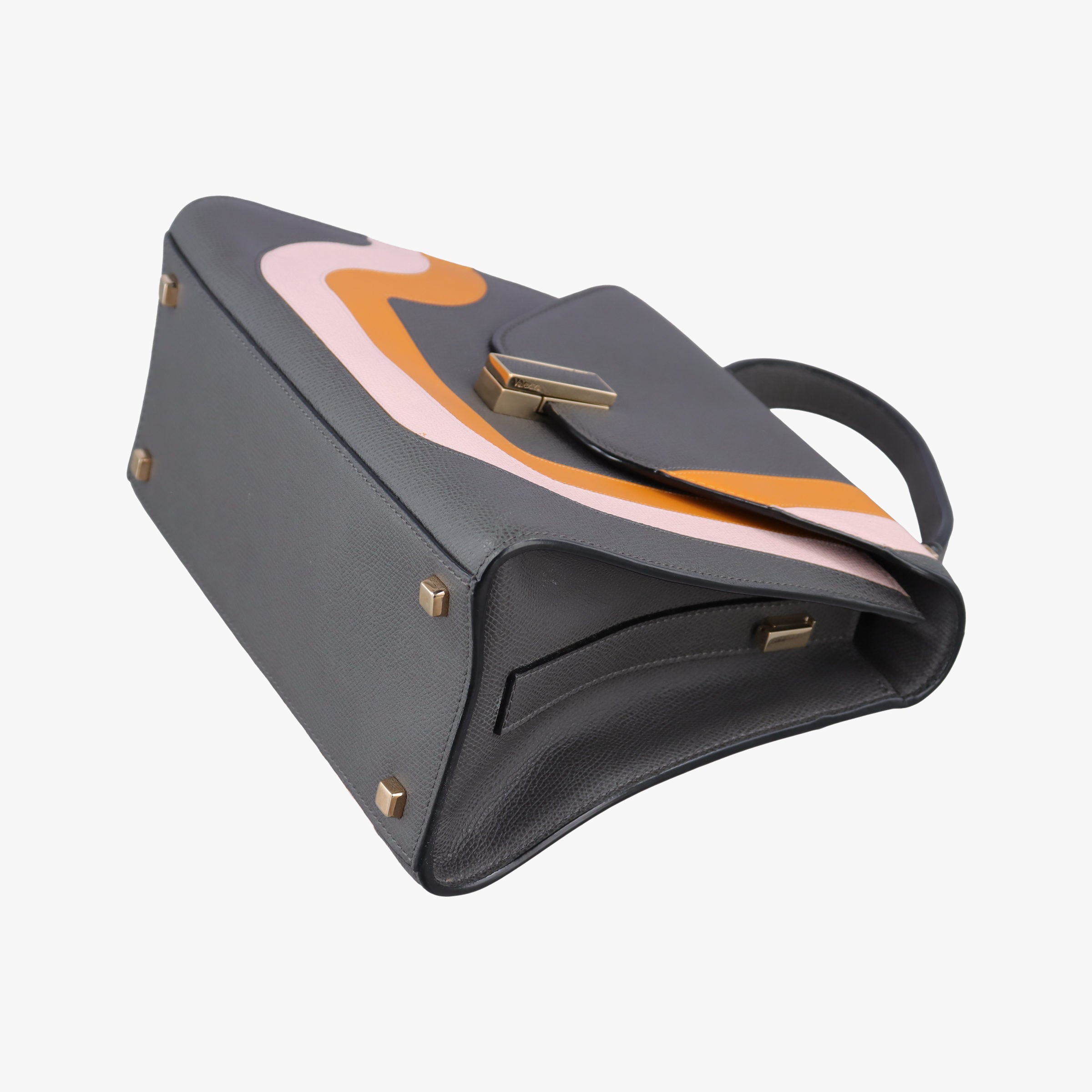 Pre-owned Valextra ISIDE Gray×orange×pink Leather  shoulderbag | stylenewstar