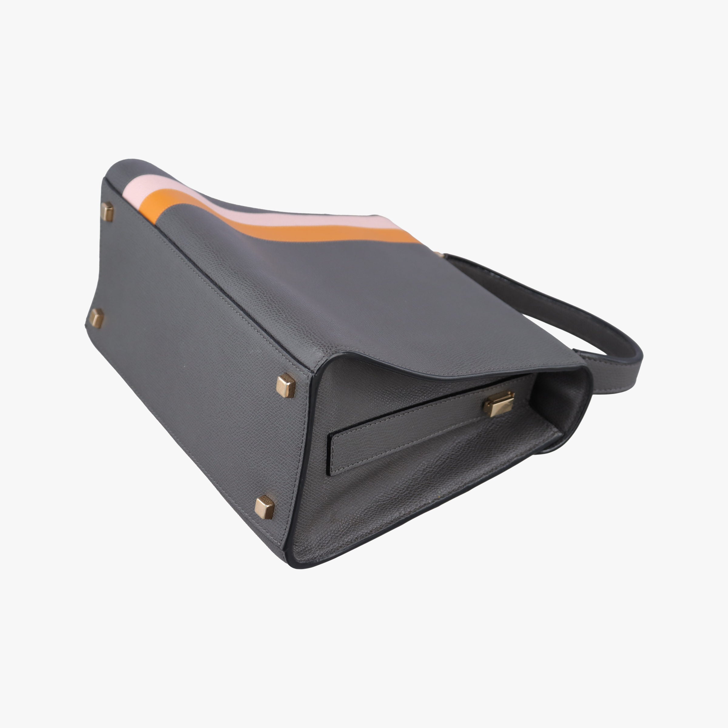 Pre-owned Valextra ISIDE Gray×orange×pink Leather  shoulderbag | stylenewstar