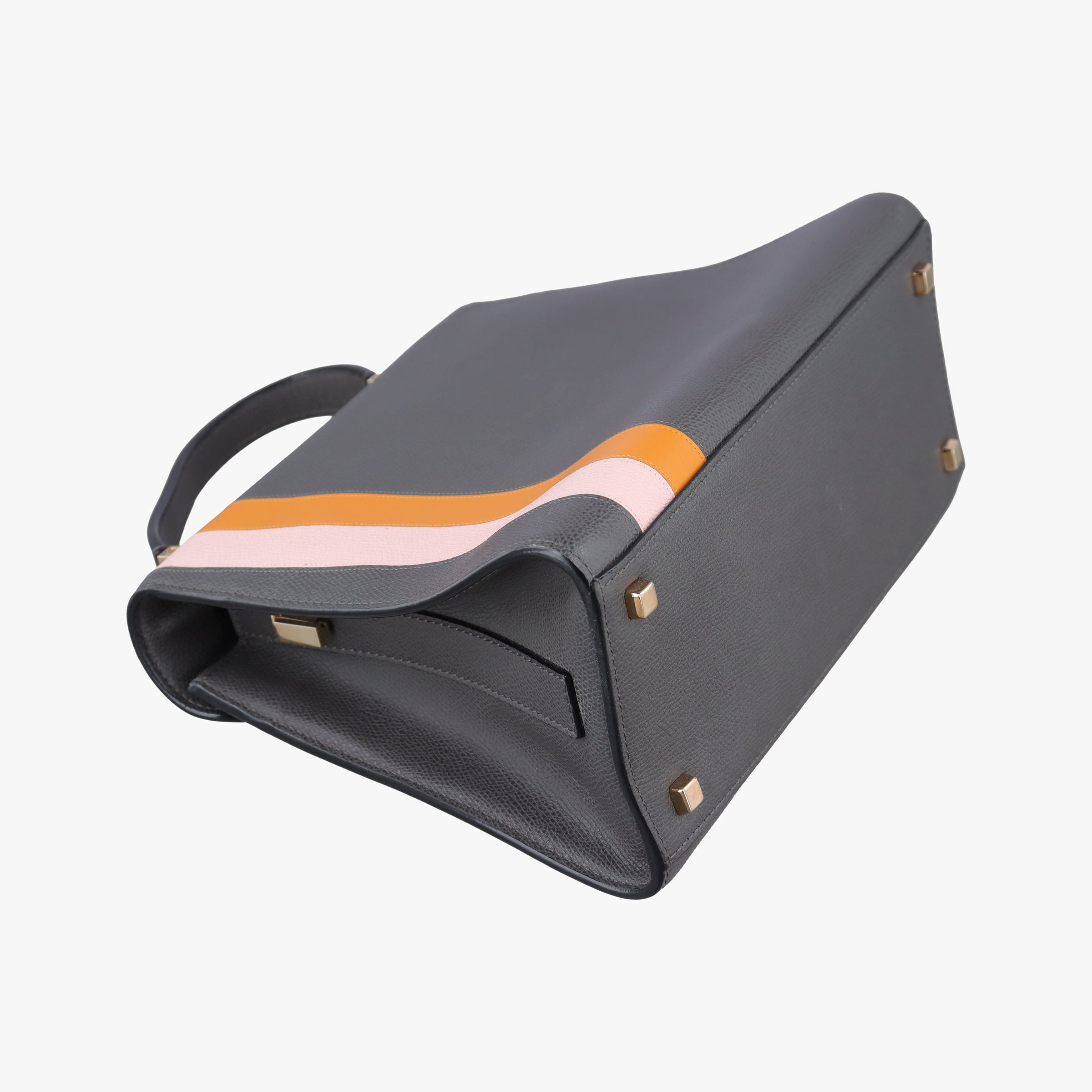 Pre-owned Valextra ISIDE Gray×orange×pink Leather  shoulderbag | stylenewstar