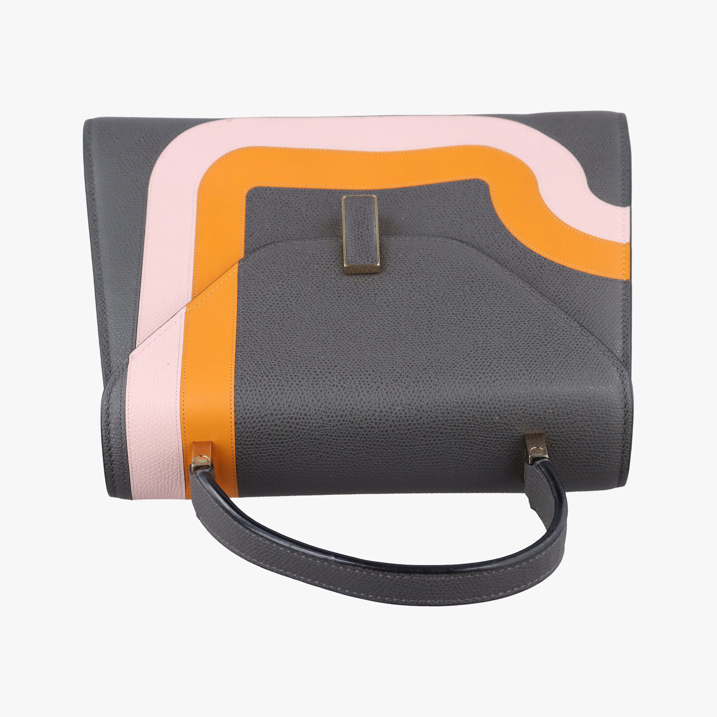 Pre-owned Valextra ISIDE Gray×orange×pink Leather  shoulderbag | stylenewstar
