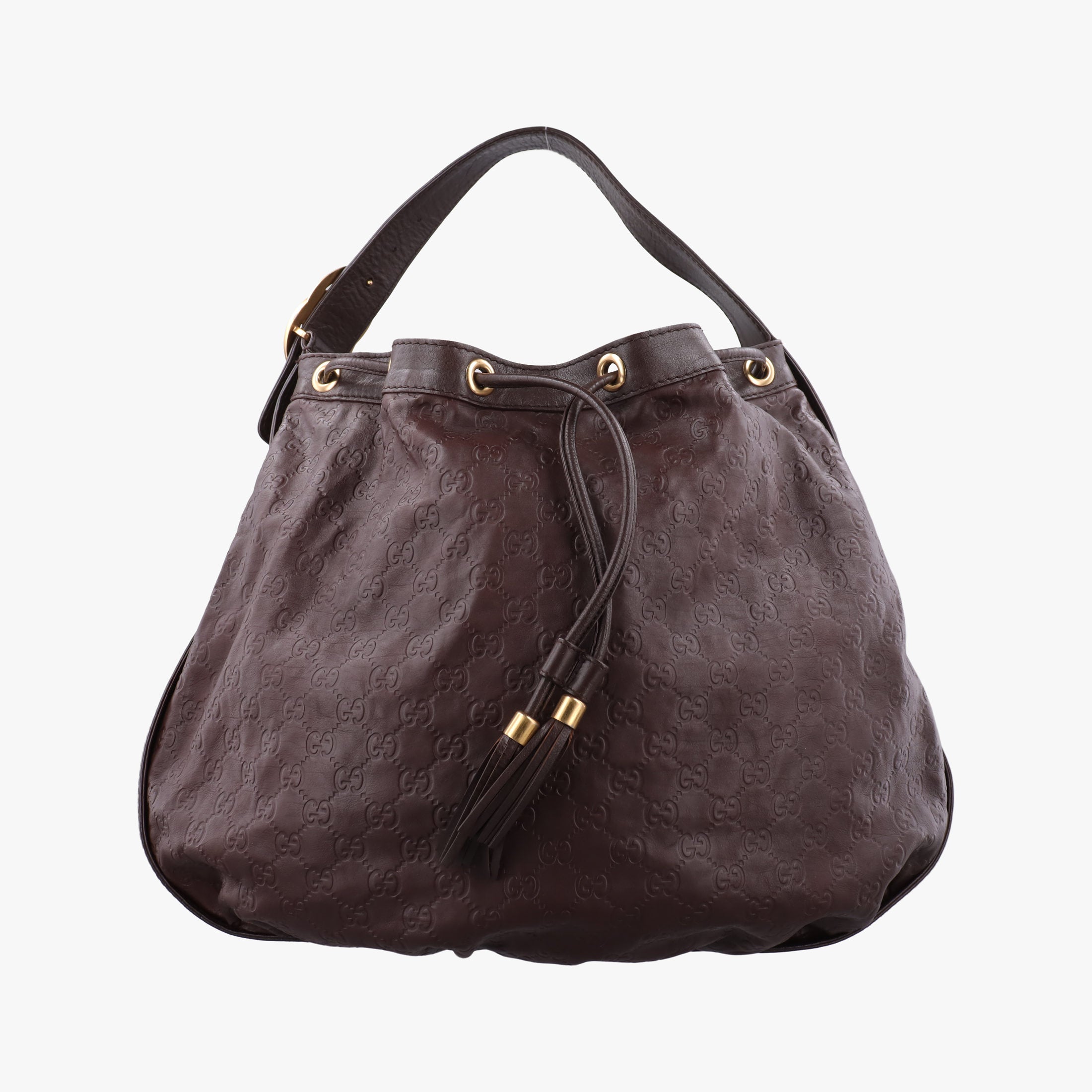 Pre-owned Gucci Guccissima Interlocking Icon Hobo Brown leather 223951 shoulderbag | stylenewstar