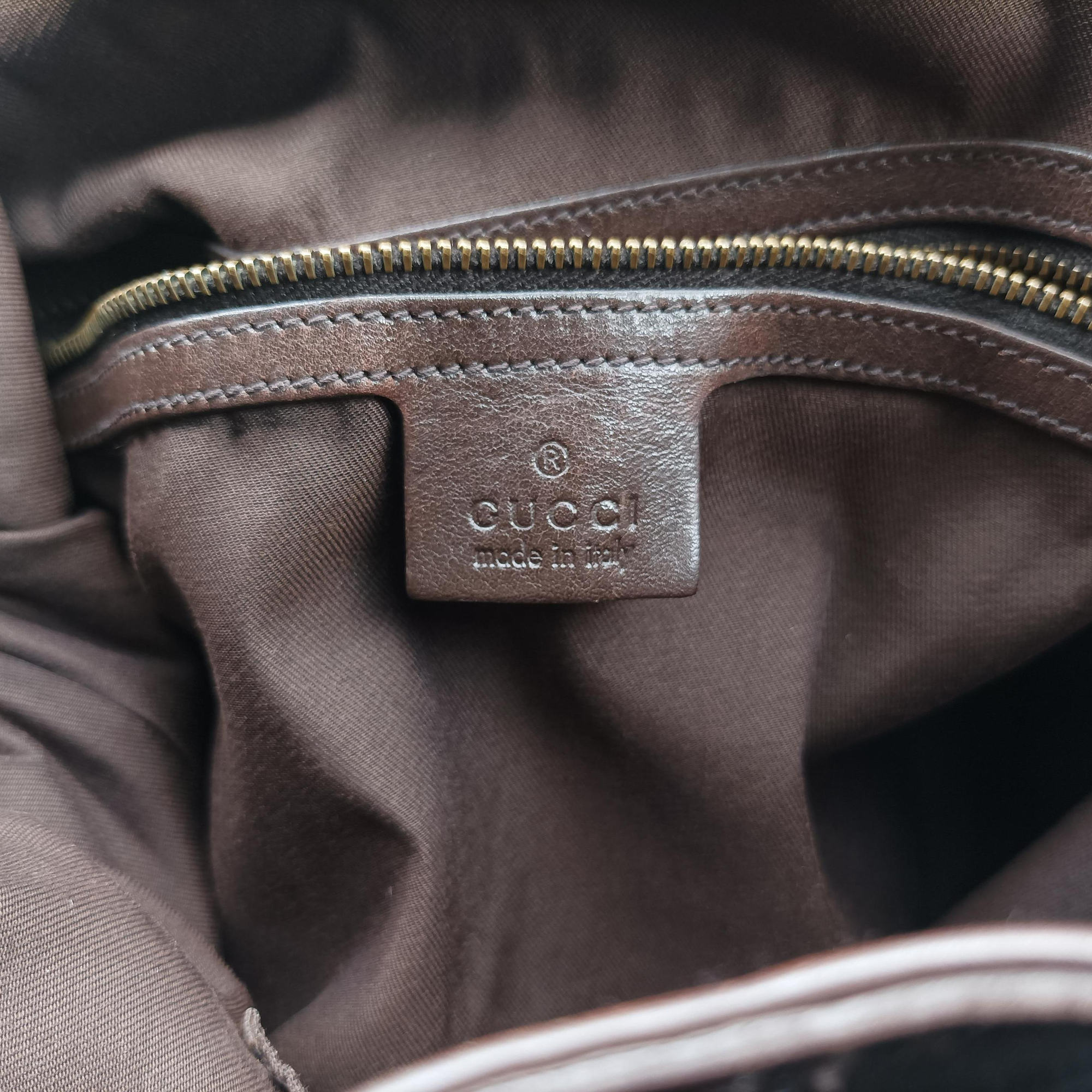 Pre-owned Gucci Guccissima Interlocking Icon Hobo Brown leather 223951 shoulderbag | stylenewstar
