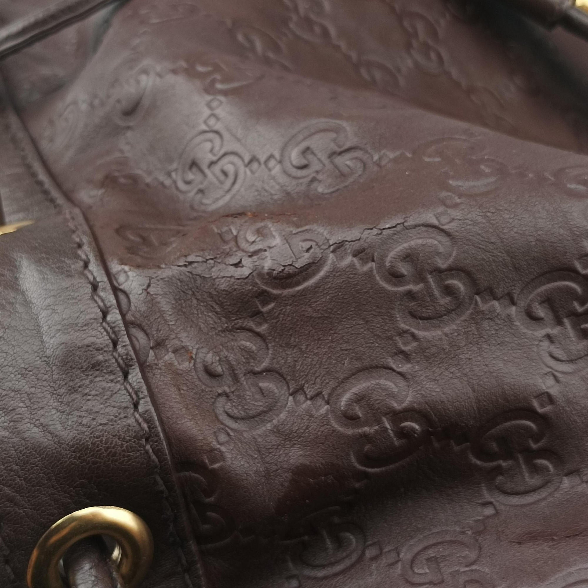 Pre-owned Gucci Guccissima Interlocking Icon Hobo Brown leather 223951 shoulderbag | stylenewstar