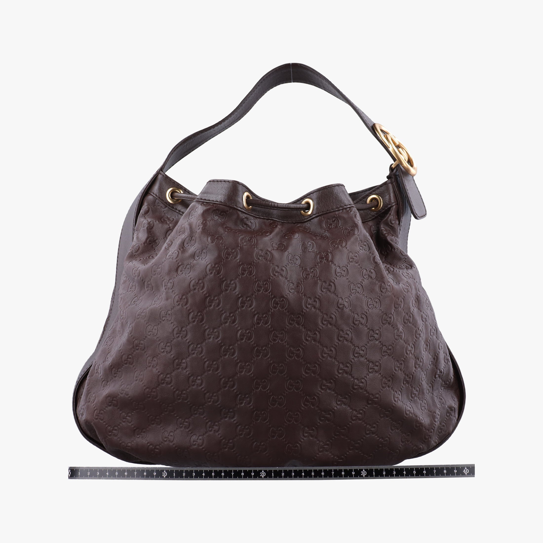 Pre-owned Gucci Guccissima Interlocking Icon Hobo Brown leather 223951 shoulderbag | stylenewstar