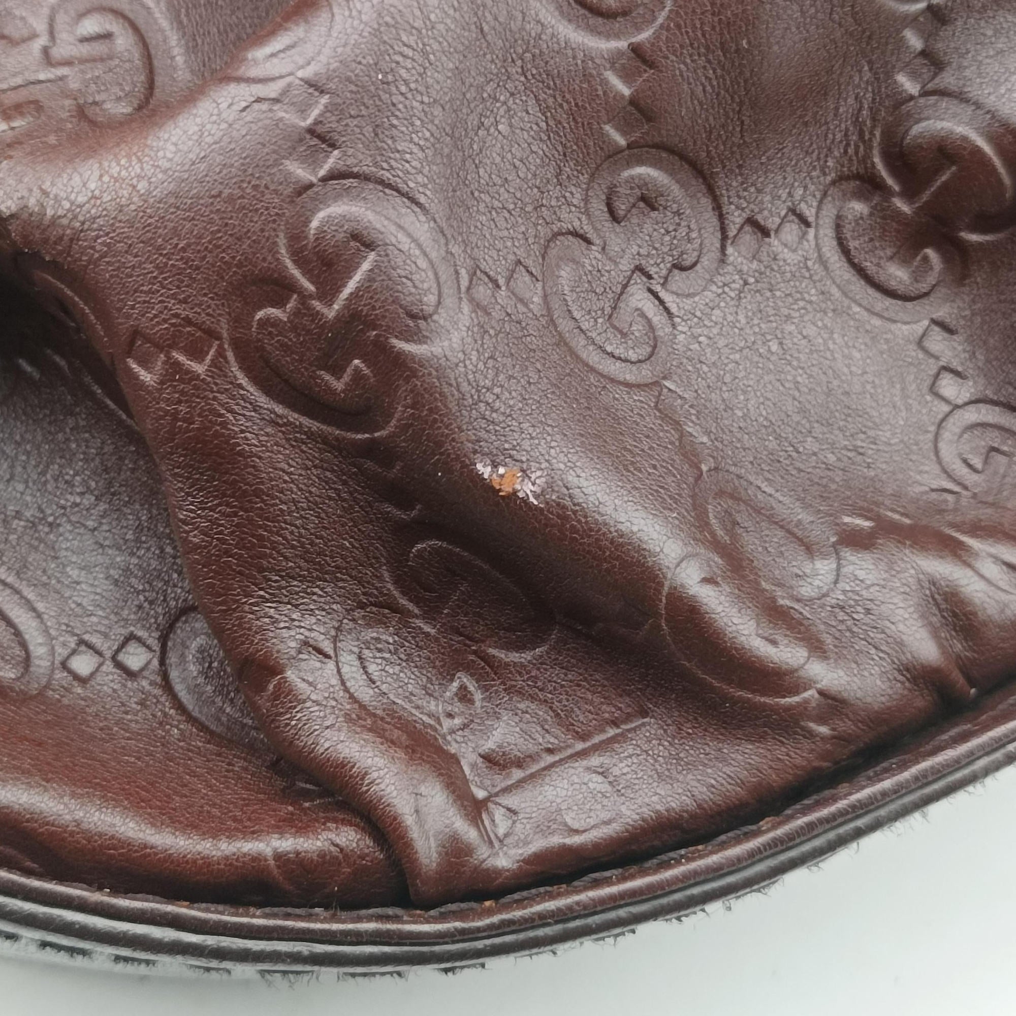 Pre-owned Gucci Guccissima Interlocking Icon Hobo Brown leather 223951 shoulderbag | stylenewstar