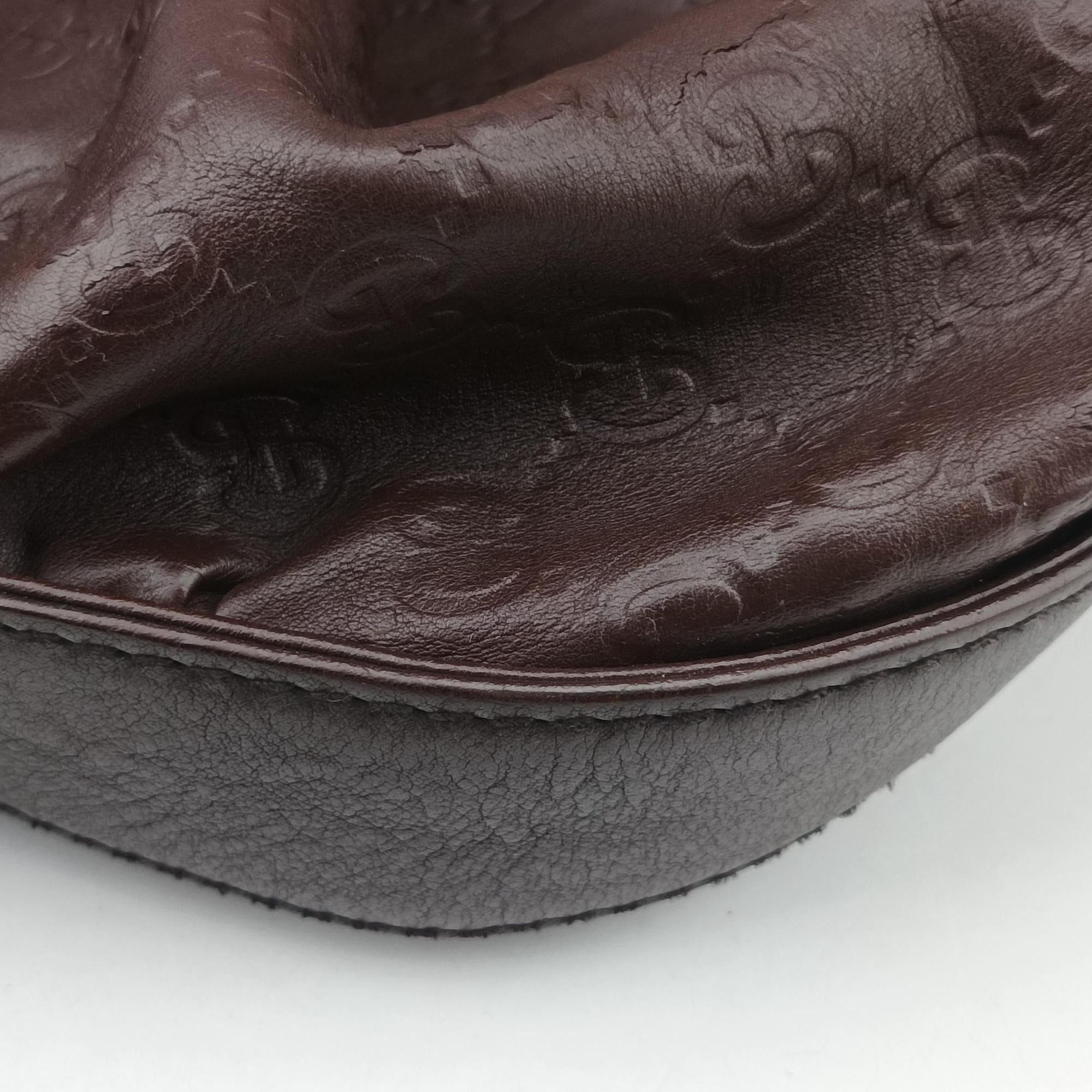 Pre-owned Gucci Guccissima Interlocking Icon Hobo Brown leather 223951 shoulderbag | stylenewstar