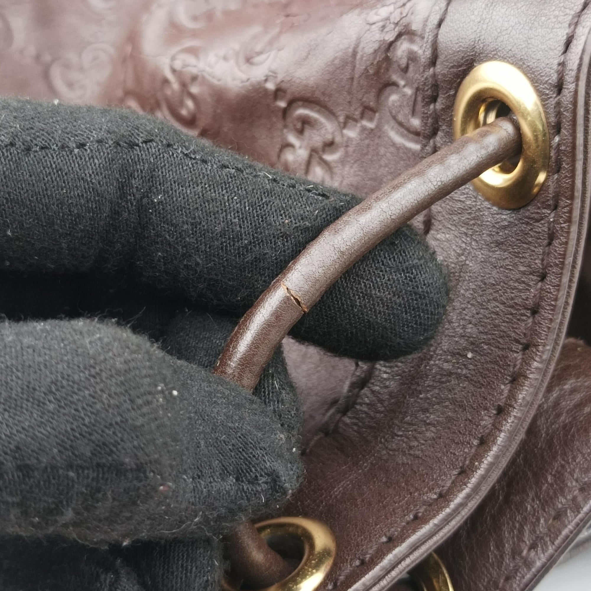 Pre-owned Gucci Guccissima Interlocking Icon Hobo Brown leather 223951 shoulderbag | stylenewstar
