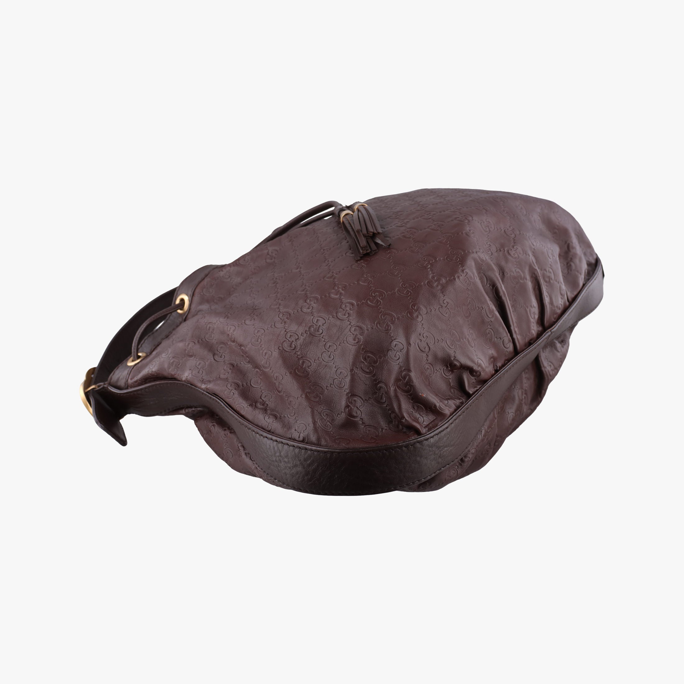 Pre-owned Gucci Guccissima Interlocking Icon Hobo Brown leather 223951 shoulderbag | stylenewstar