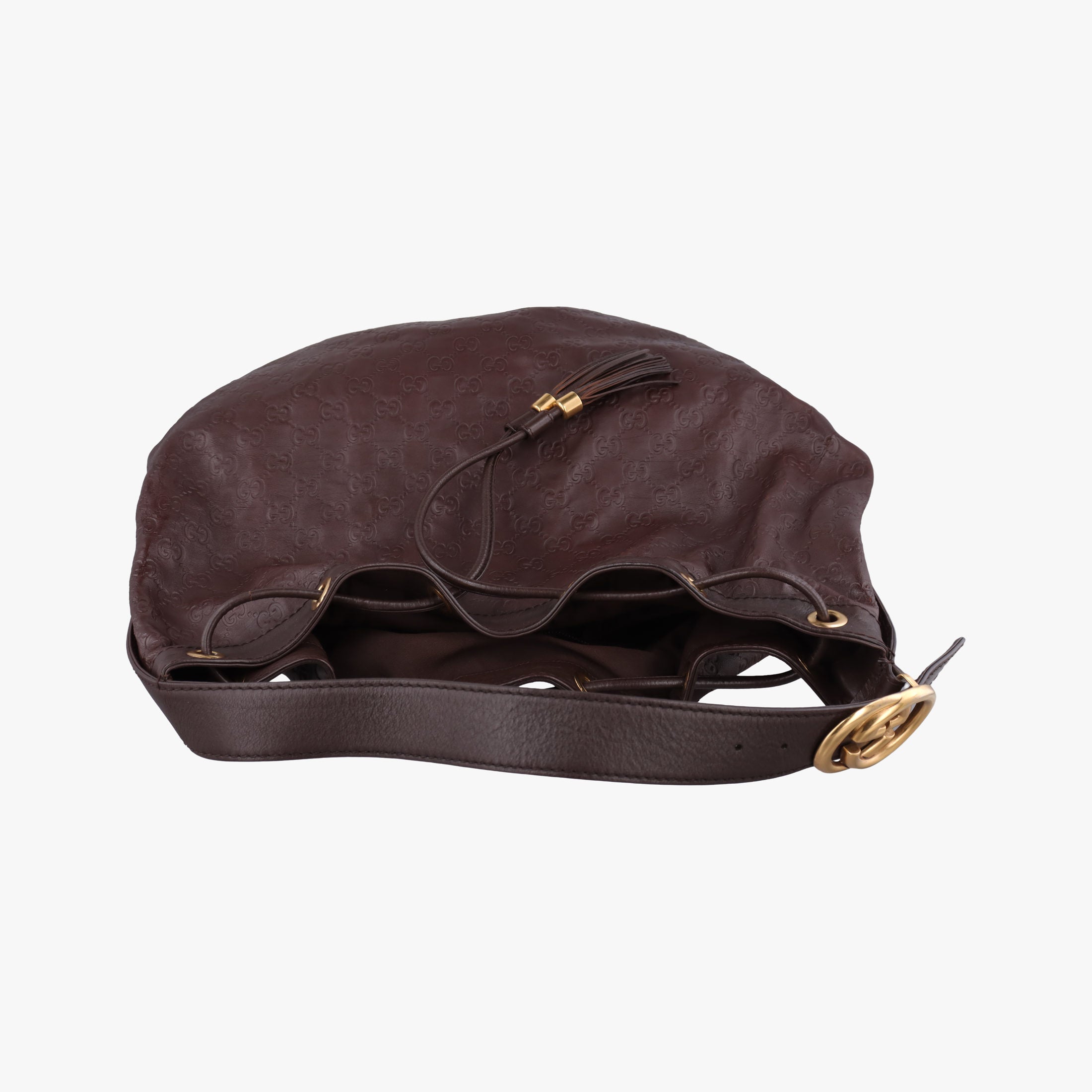 Pre-owned Gucci Guccissima Interlocking Icon Hobo Brown leather 223951 shoulderbag | stylenewstar