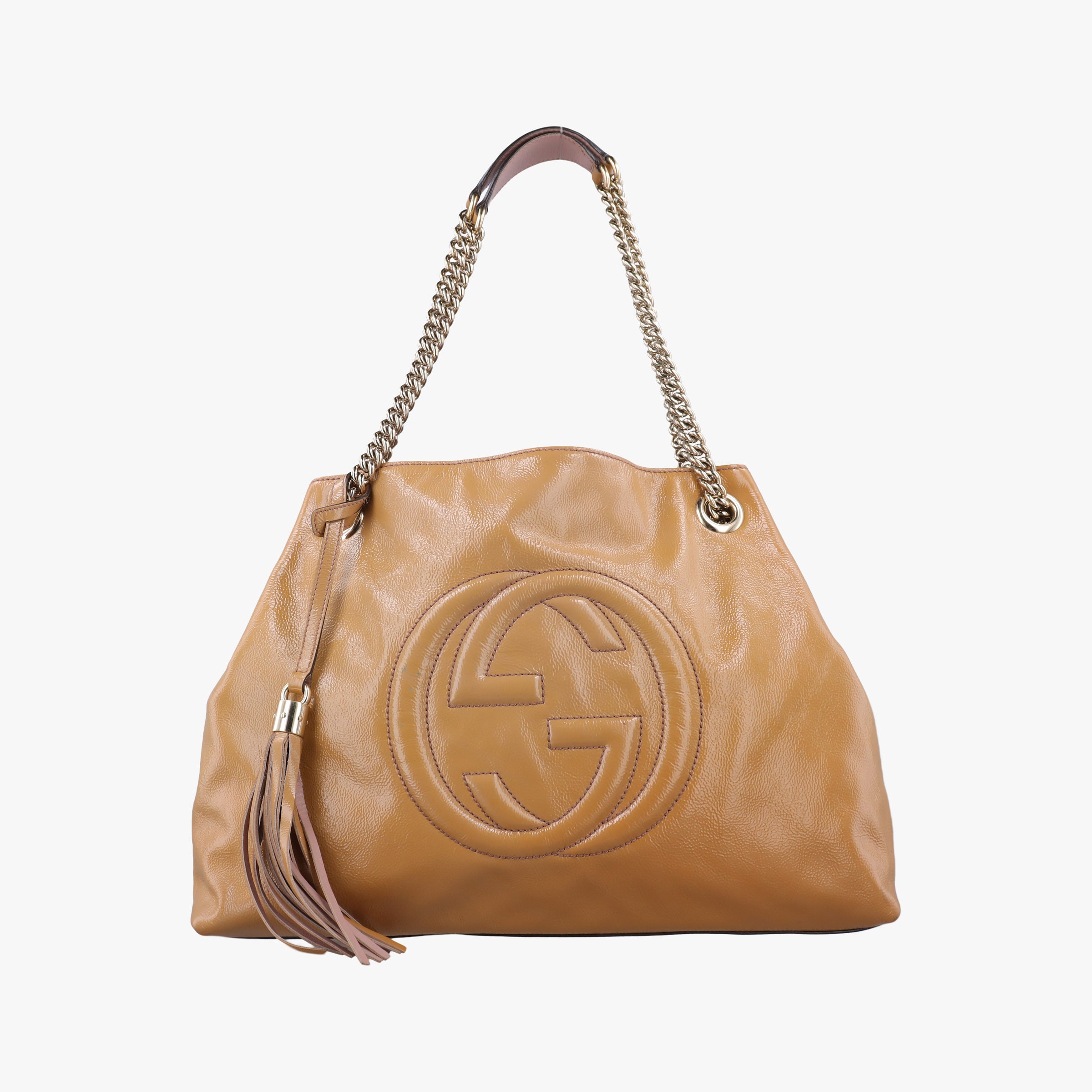 Pre-owned Gucci Soho Beige Patent Leather 308982 shoulderbag | stylenewstar