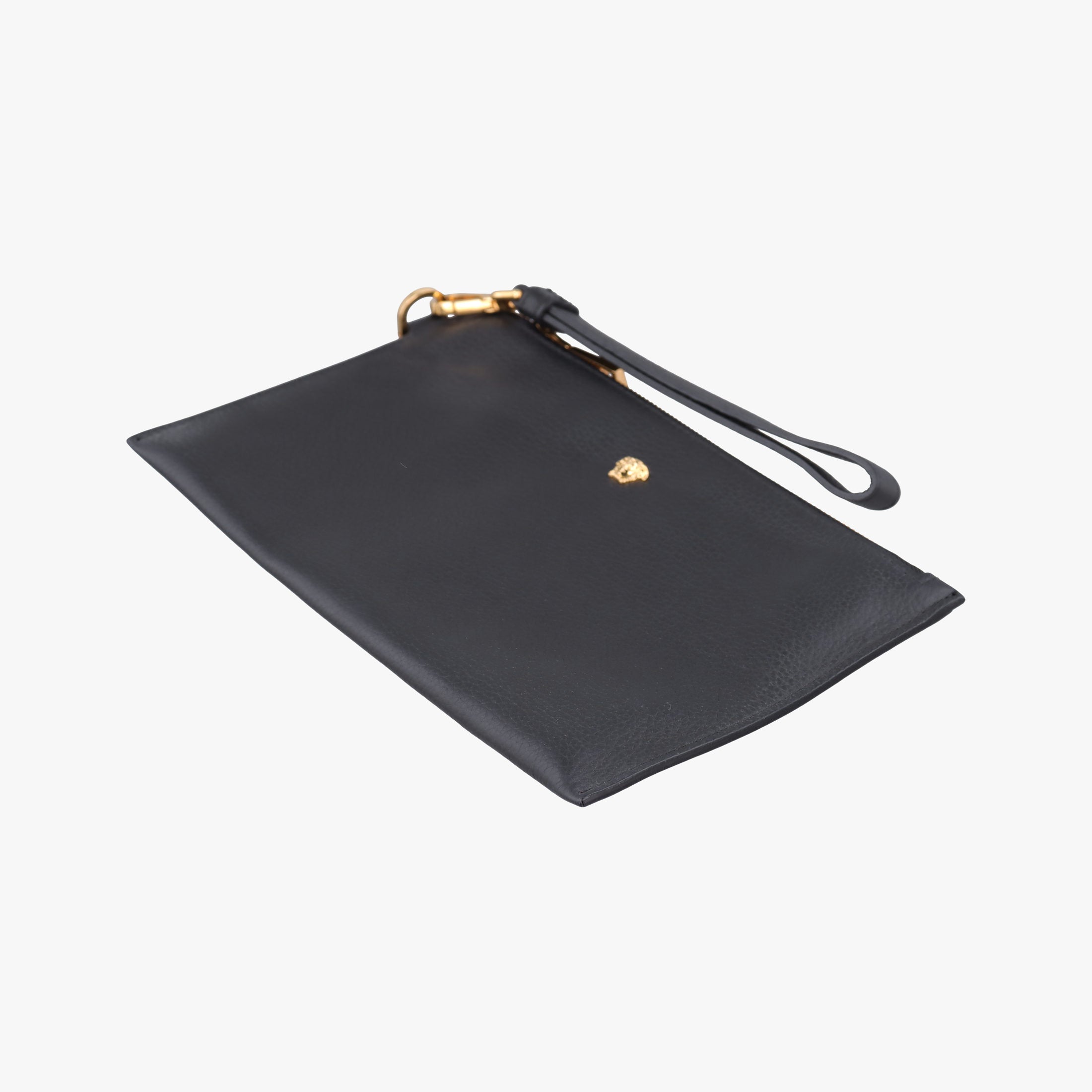 Pre-owned VERSACE Medusa Black Leather  clutchbag | stylenewstar