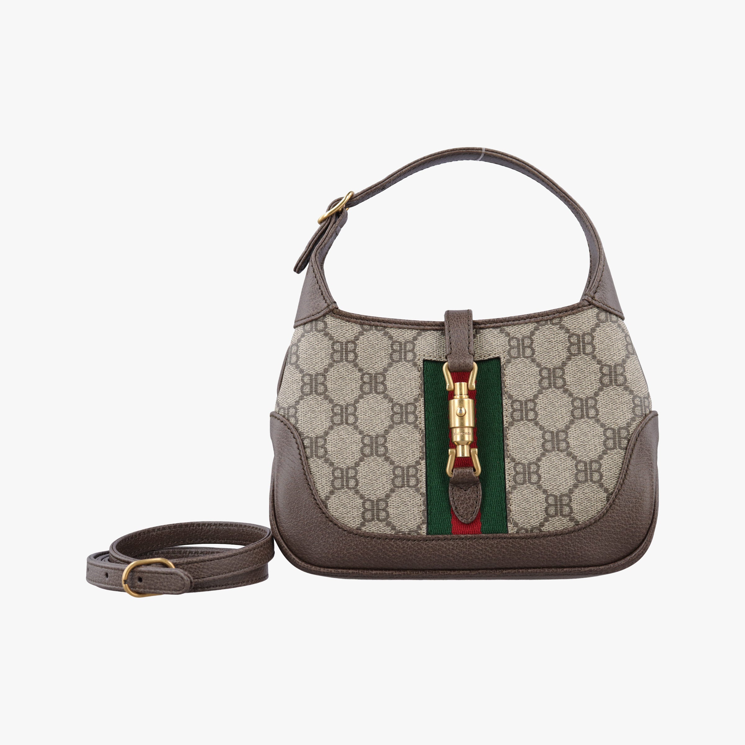 Pre-owned Balenciaga The Hacker Jackie brown x beige x multicolor PVC coated canvas×leather 680132 shoulderbag | stylenewstar