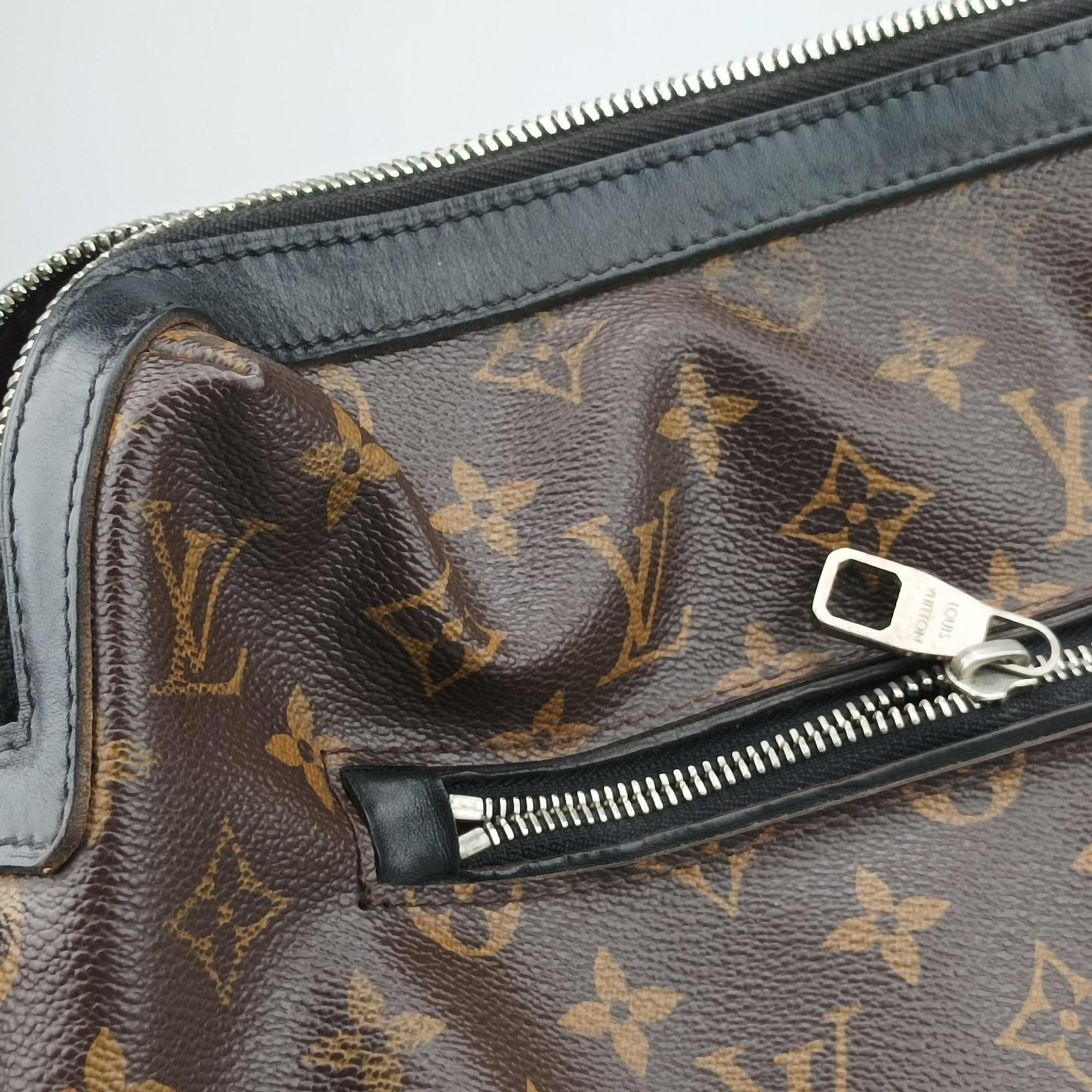 Pre-owned Louis Vuitton TORRES Brown×black Monogram Macassar×calf leather M40387 shoulderbag | stylenewstar