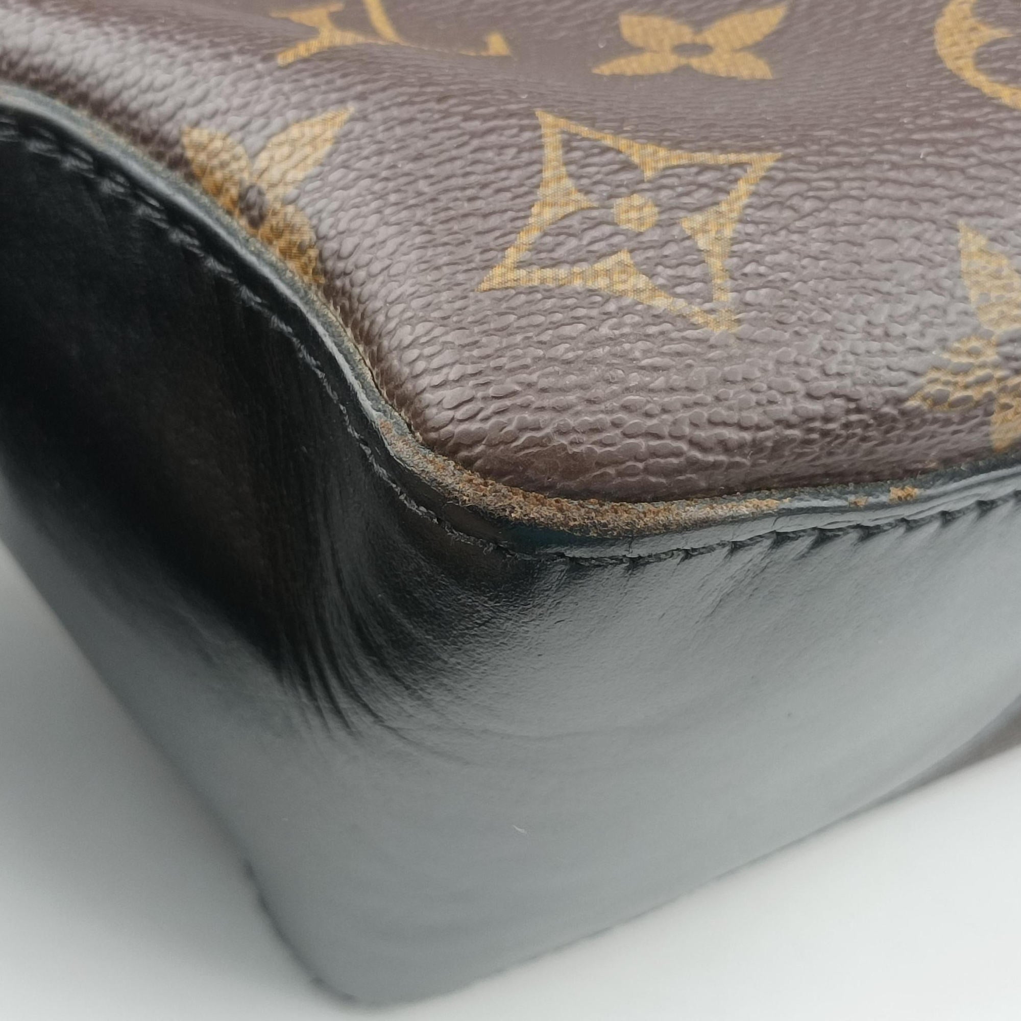 Pre-owned Louis Vuitton TORRES Brown×black Monogram Macassar×calf leather M40387 shoulderbag | stylenewstar