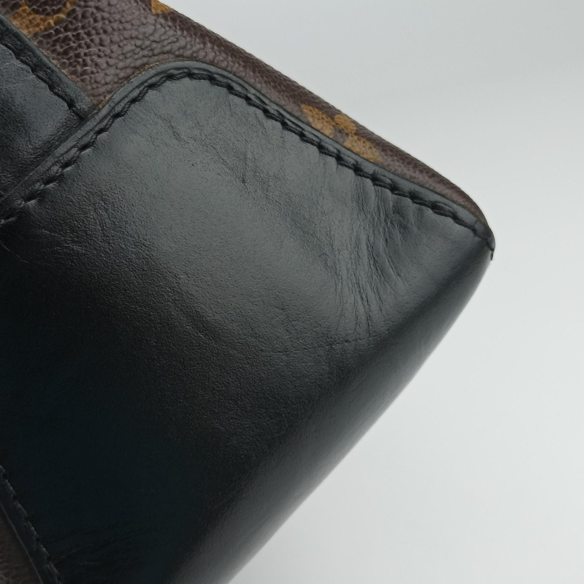 Pre-owned Louis Vuitton TORRES Brown×black Monogram Macassar×calf leather M40387 shoulderbag | stylenewstar