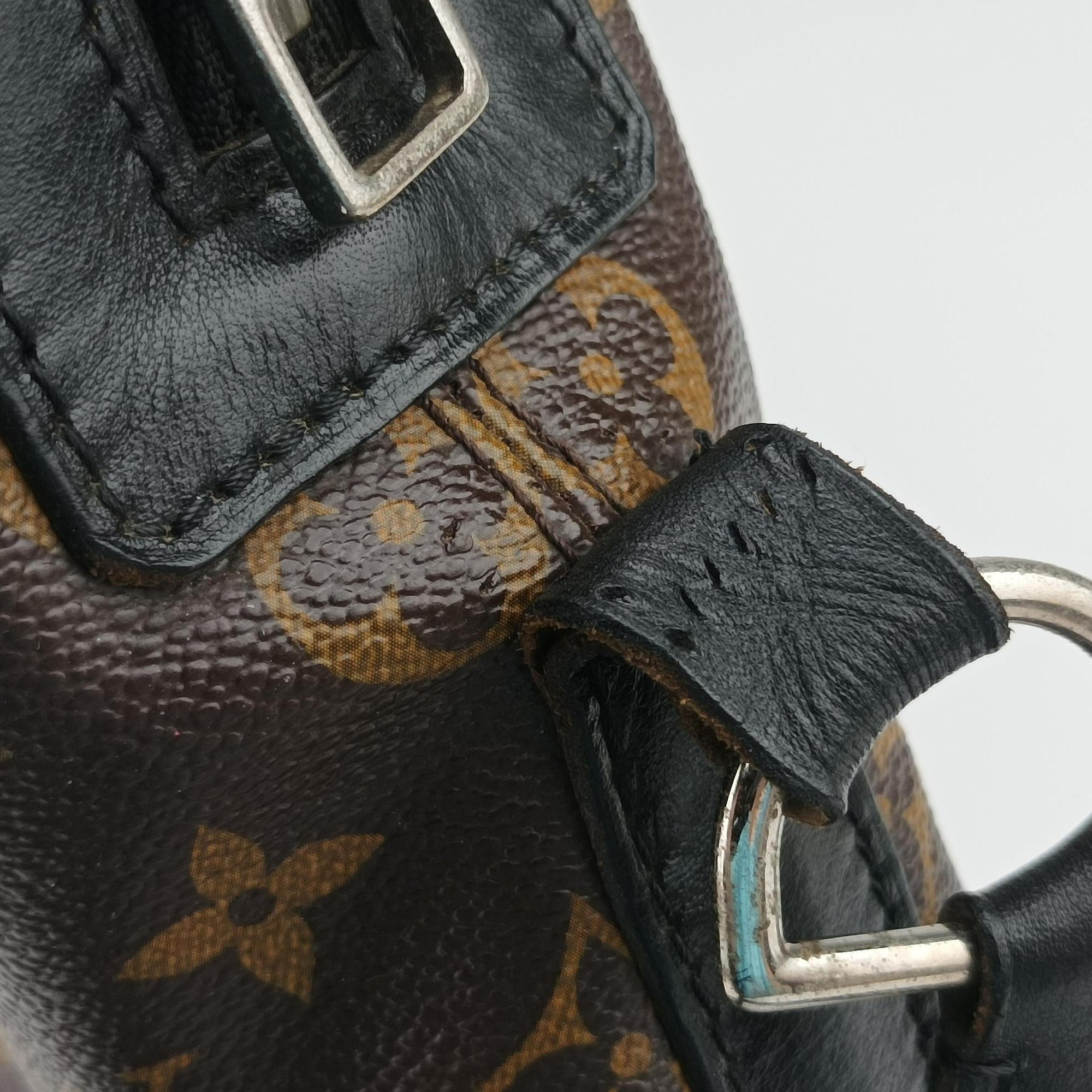 Pre-owned Louis Vuitton TORRES Brown×black Monogram Macassar×calf leather M40387 shoulderbag | stylenewstar