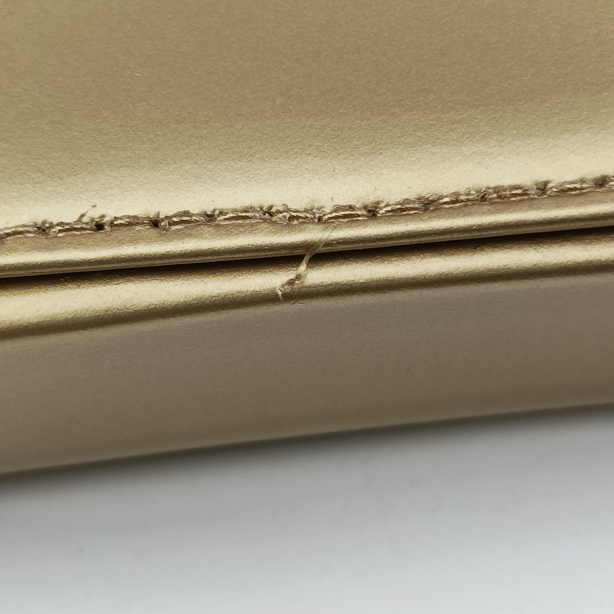 Pre-owned Prada Triangle Crystal Golden Leather 1NR015 shoulderbag | stylenewstar